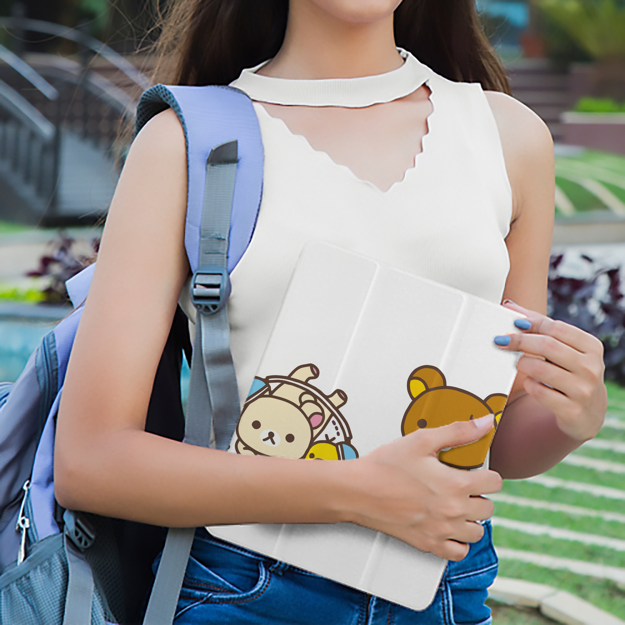 リラックマ リラックマ キイロイトリ Rilakkuma Korilakkuma Kiiroitori IPad ケース ペン収納付き 三つ折りスタンド PUレザー×シリコン 対応機種9.5/10.5/10.9インチ