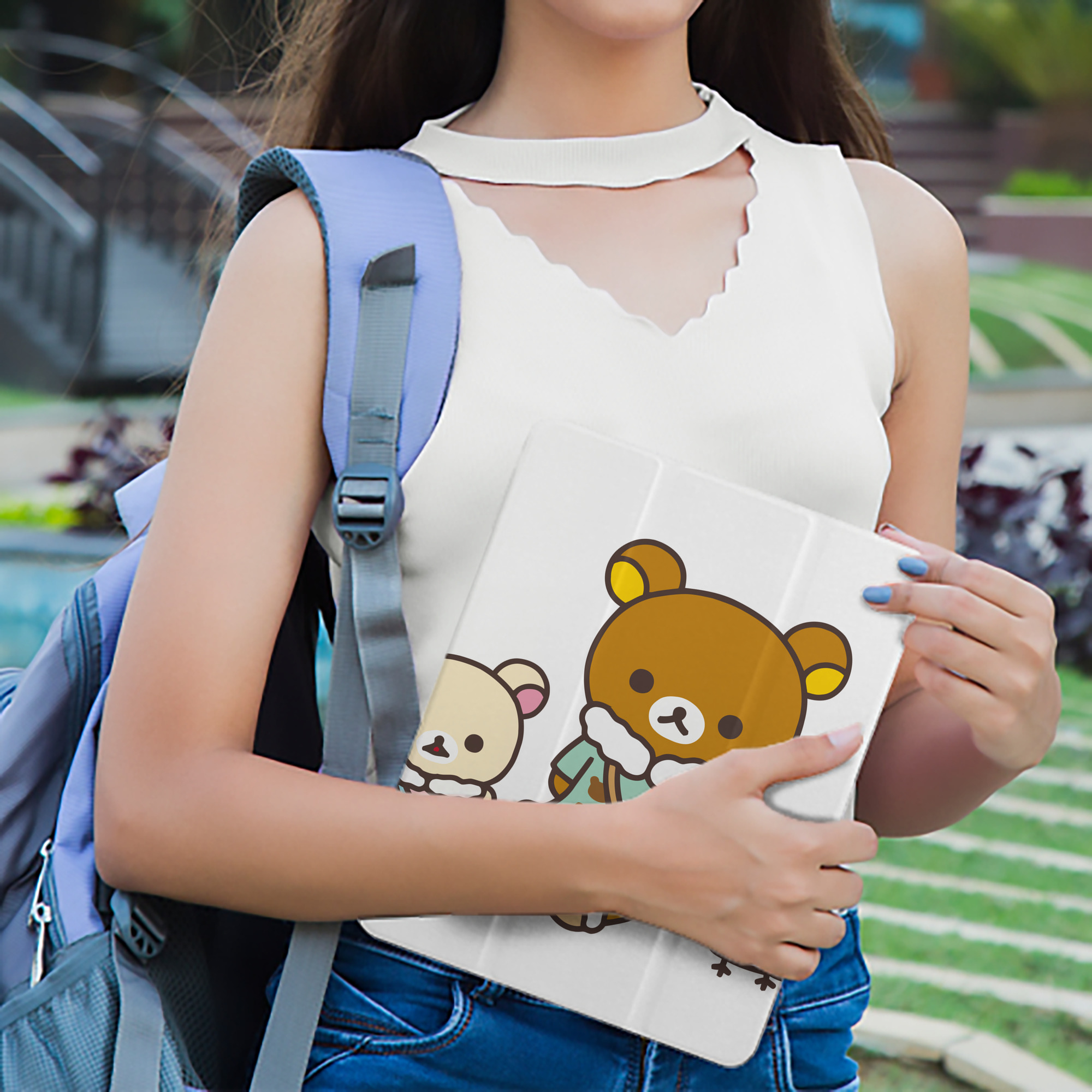 リラックマ リラックマ キイロイトリ Rilakkuma Korilakkuma Kiiroitori IPad ケース ペン収納付き 三つ折りスタンド PUレザー×シリコン 対応機種9.5/10.5/10.9インチ