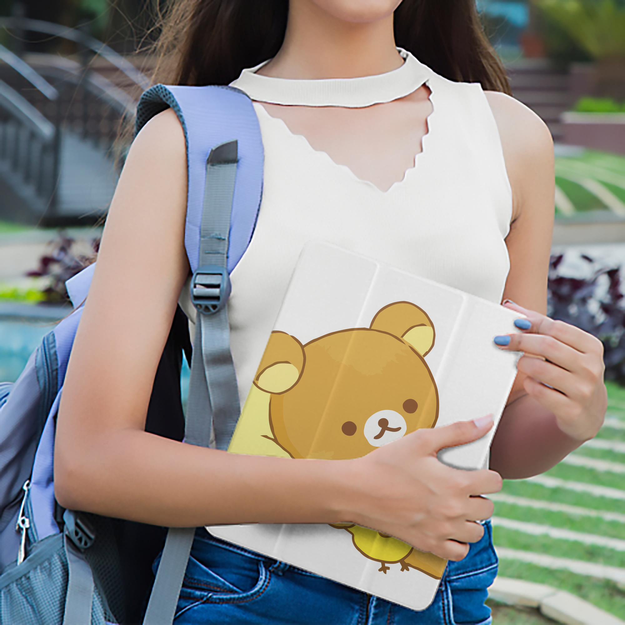 リラックマ リラックマ キイロイトリ Rilakkuma Korilakkuma Kiiroitori IPad ケース ペン収納付き 三つ折りスタンド PUレザー×シリコン 対応機種9.5/10.5/10.9インチ