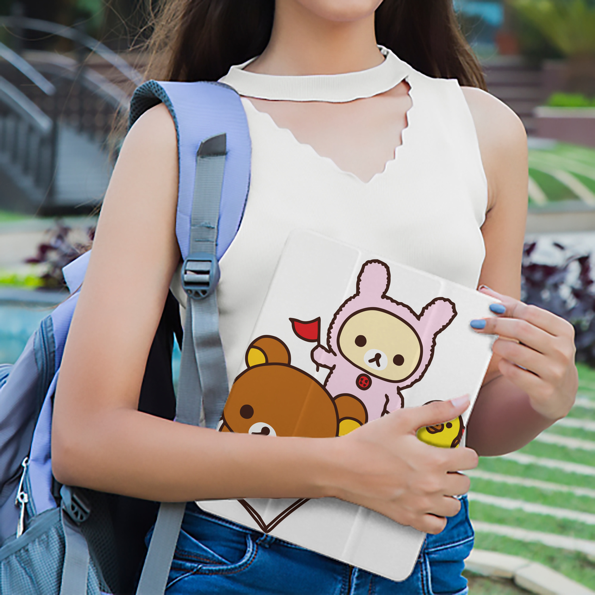 リラックマ リラックマ キイロイトリ Rilakkuma Korilakkuma Kiiroitori IPad ケース ペン収納付き 三つ折りスタンド PUレザー×シリコン 対応機種9.5/10.5/10.9インチ