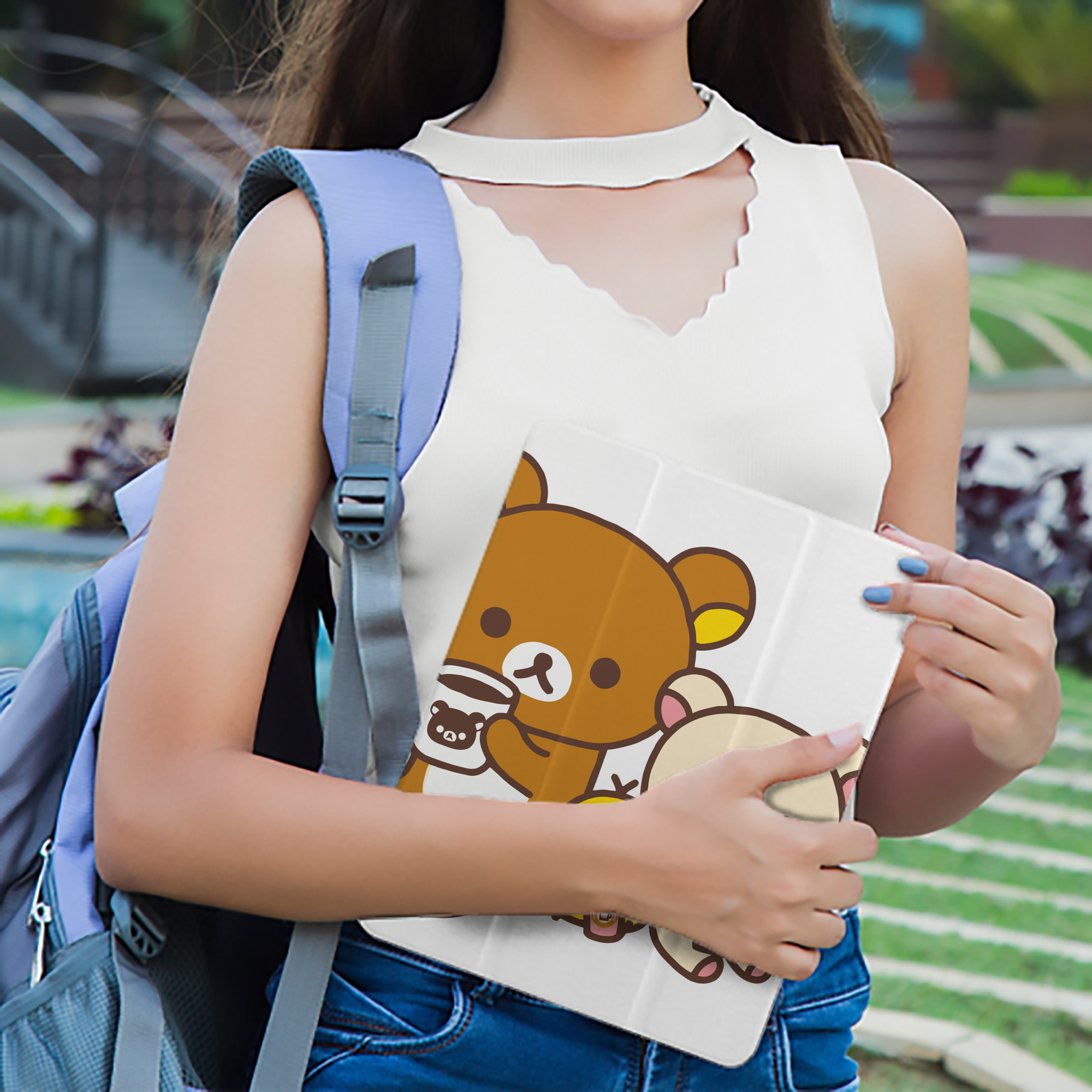 リラックマ リラックマ キイロイトリ Rilakkuma Korilakkuma Kiiroitori IPad ケース ペン収納付き 三つ折りスタンド PUレザー×シリコン 対応機種9.5/10.5/10.9インチ