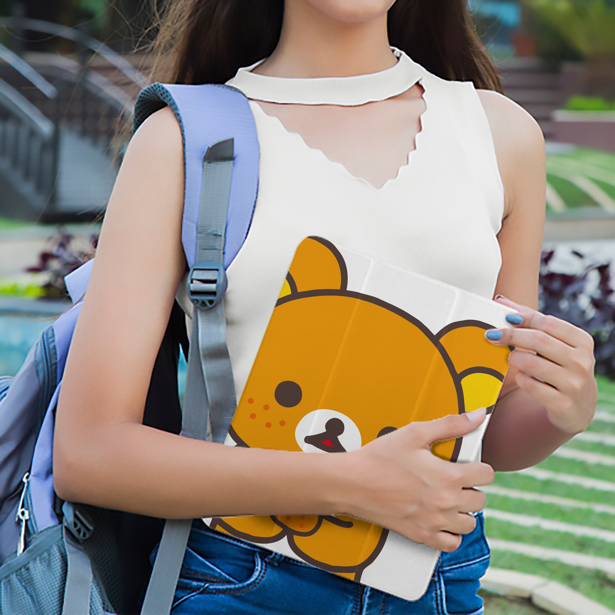 リラックマ リラックマ キイロイトリ Rilakkuma Korilakkuma Kiiroitori IPad ケース ペン収納付き 三つ折りスタンド PUレザー×シリコン 対応機種9.5/10.5/10.9インチ