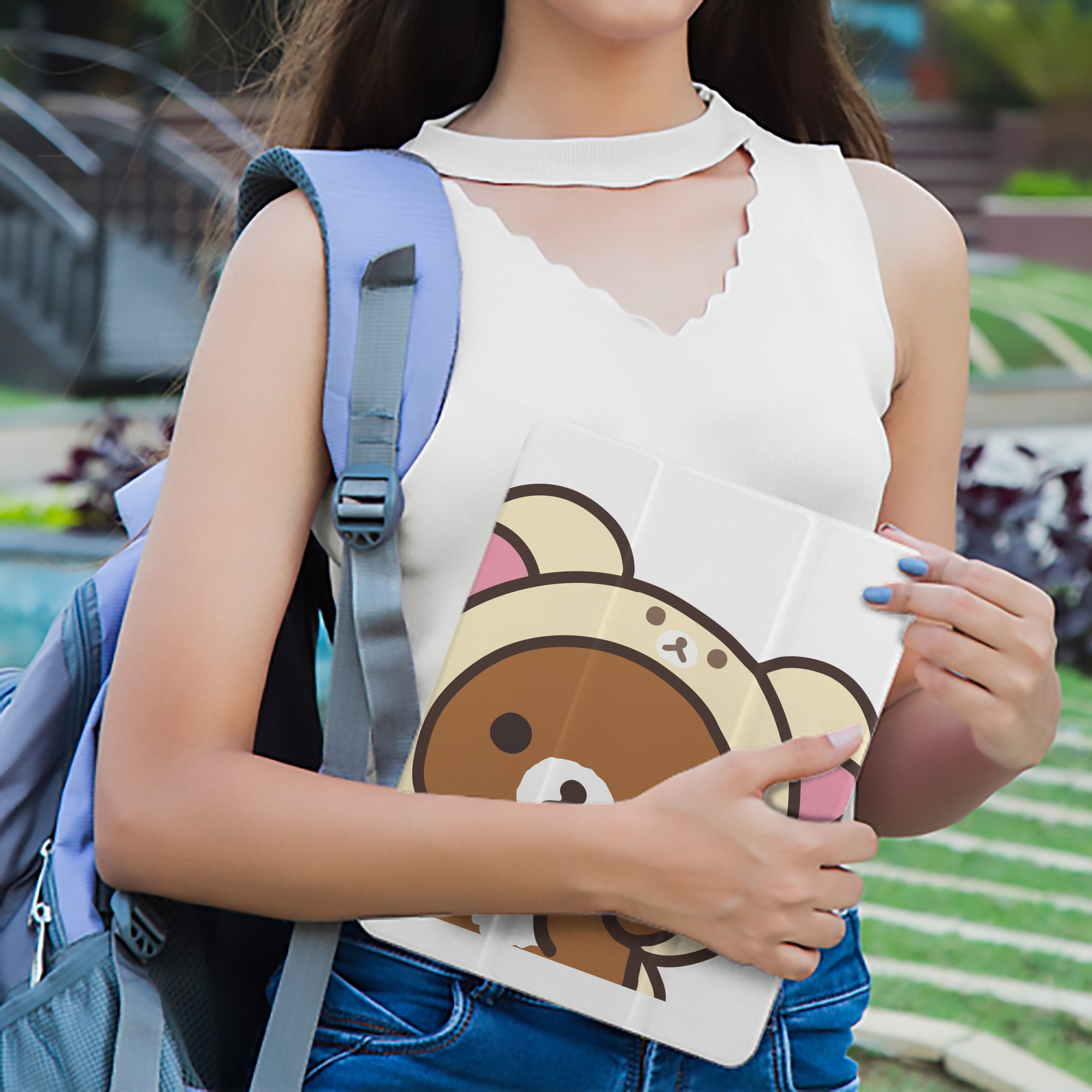 リラックマ リラックマ キイロイトリ Rilakkuma Korilakkuma Kiiroitori IPad ケース ペン収納付き 三つ折りスタンド PUレザー×シリコン 対応機種9.5/10.5/10.9インチ
