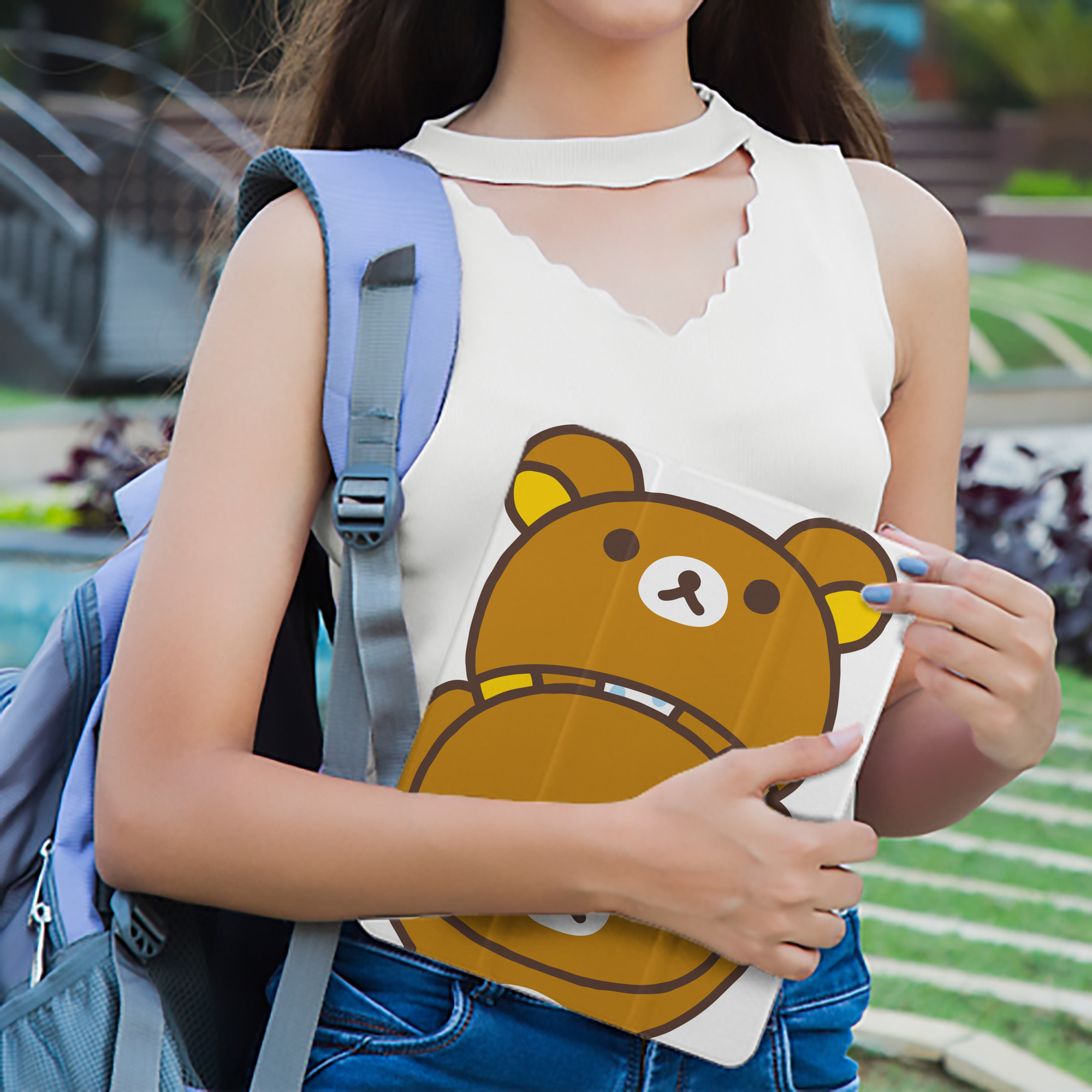 リラックマ リラックマ キイロイトリ Rilakkuma Korilakkuma Kiiroitori IPad ケース ペン収納付き 三つ折りスタンド PUレザー×シリコン 対応機種9.5/10.5/10.9インチ
