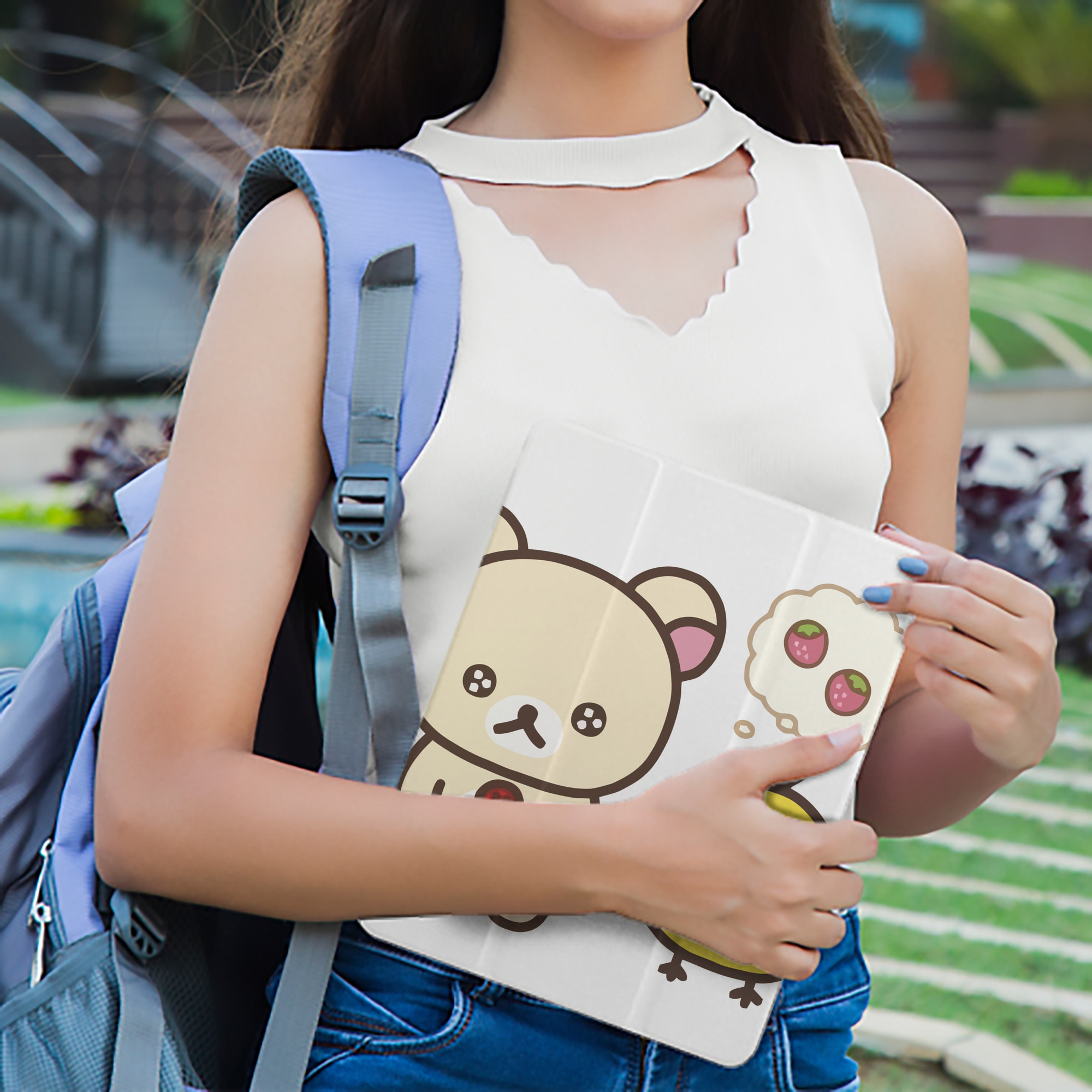 リラックマ リラックマ キイロイトリ Rilakkuma Korilakkuma Kiiroitori IPad ケース ペン収納付き 三つ折りスタンド PUレザー×シリコン 対応機種9.5/10.5/10.9インチ