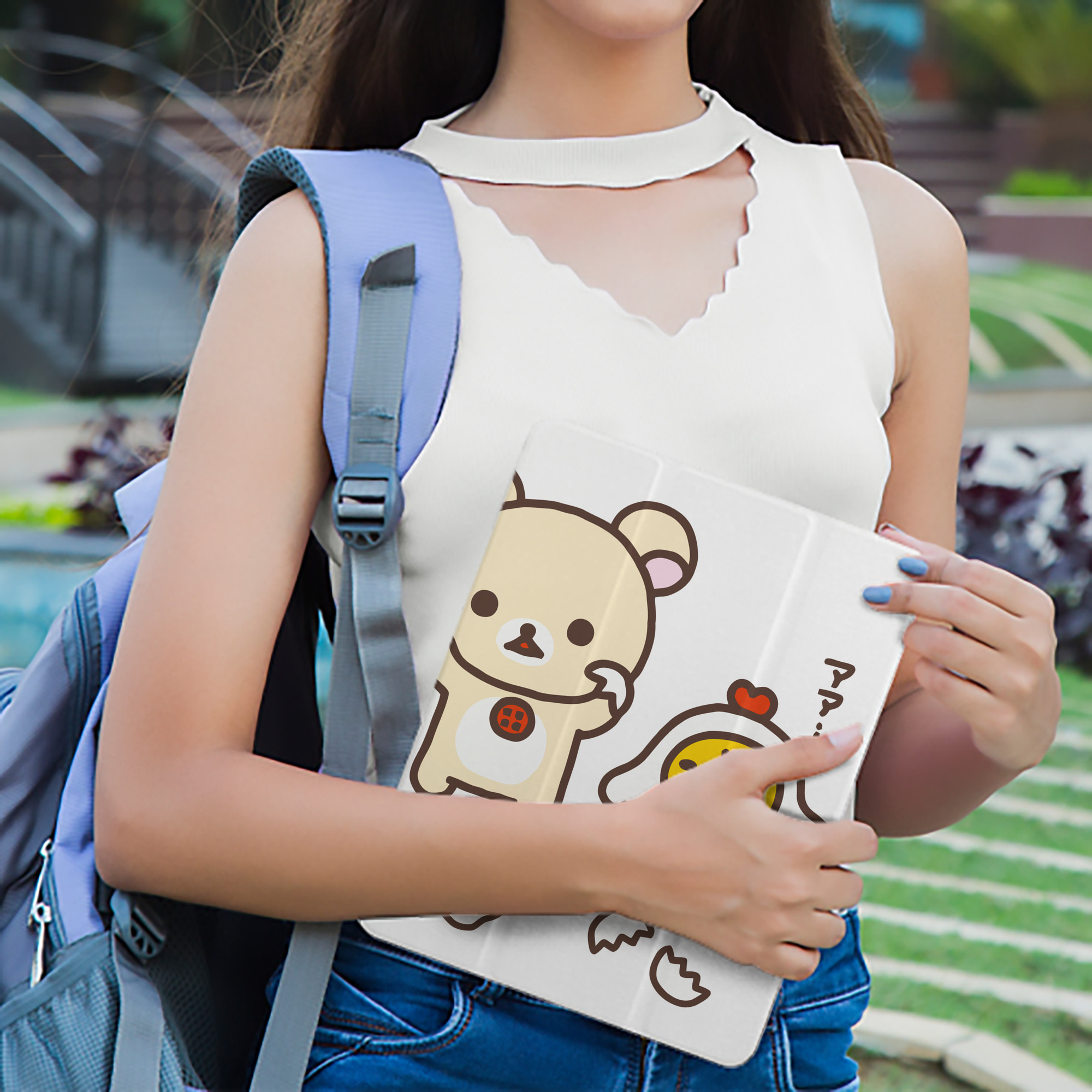 リラックマ リラックマ キイロイトリ Rilakkuma Korilakkuma Kiiroitori IPad ケース ペン収納付き 三つ折りスタンド PUレザー×シリコン 対応機種9.5/10.5/10.9インチ