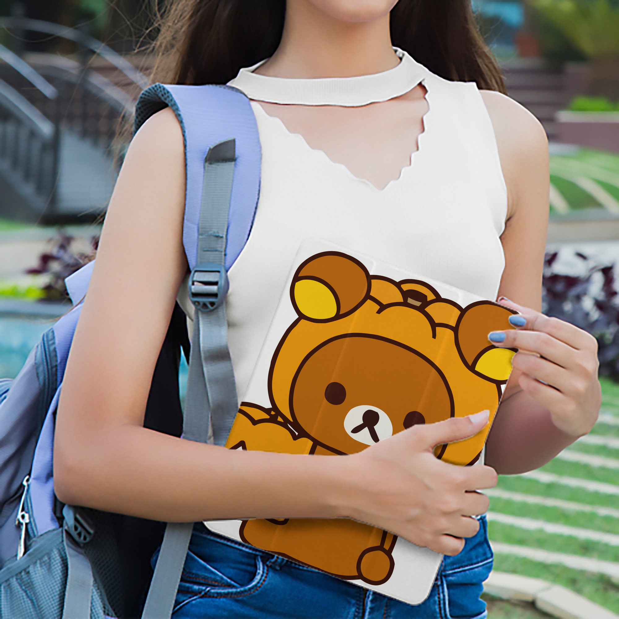 リラックマ リラックマ キイロイトリ Rilakkuma Korilakkuma Kiiroitori IPad ケース ペン収納付き 三つ折りスタンド PUレザー×シリコン 対応機種9.5/10.5/10.9インチ
