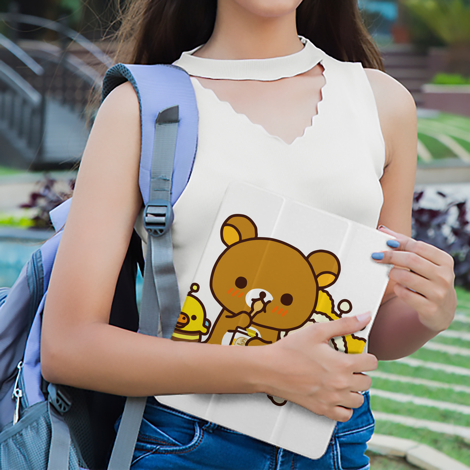 リラックマ リラックマ キイロイトリ Rilakkuma Korilakkuma Kiiroitori IPad ケース ペン収納付き 三つ折りスタンド PUレザー×シリコン 対応機種9.5/10.5/10.9インチ