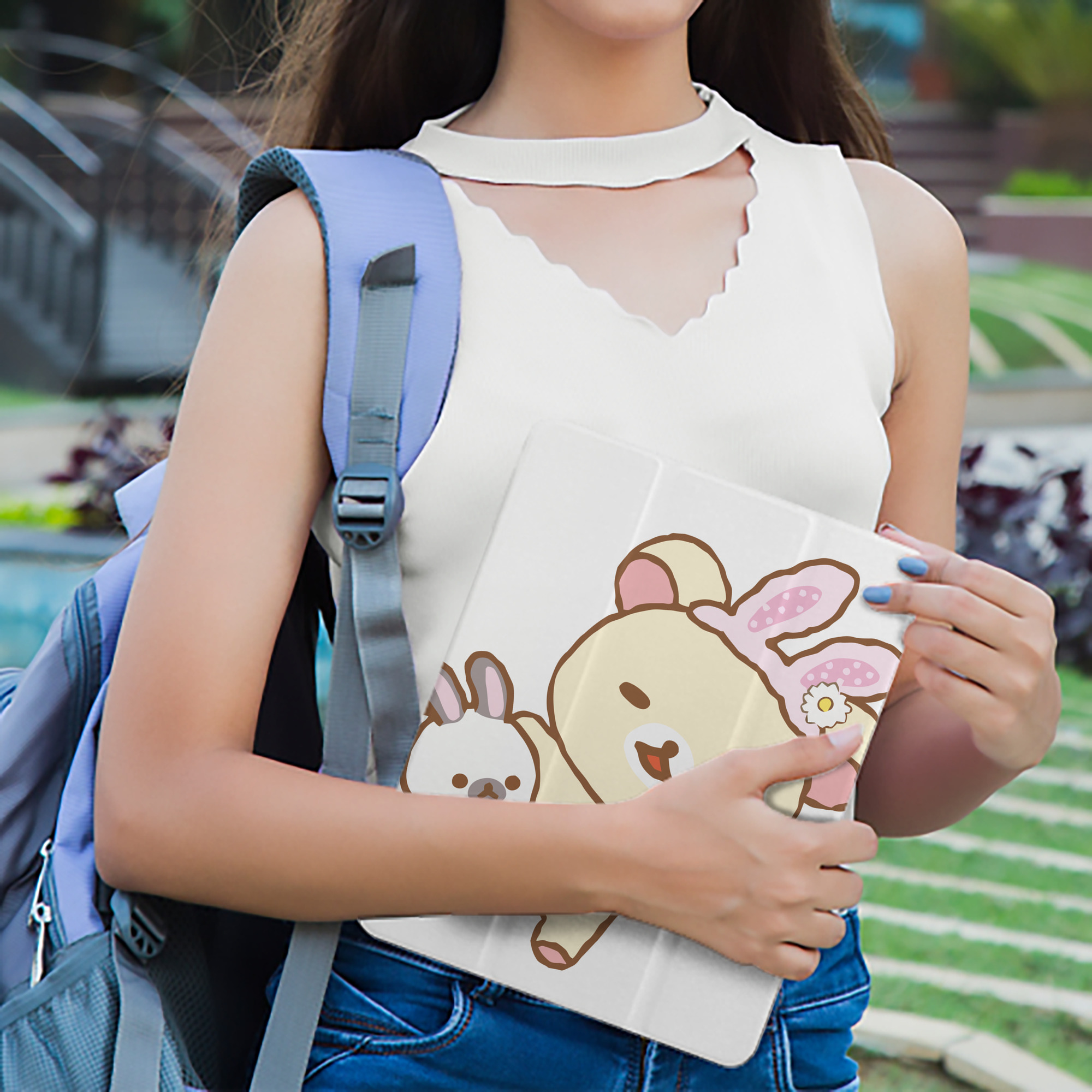リラックマ リラックマ キイロイトリ Rilakkuma Korilakkuma Kiiroitori IPad ケース ペン収納付き 三つ折りスタンド PUレザー×シリコン 対応機種9.5/10.5/10.9インチ