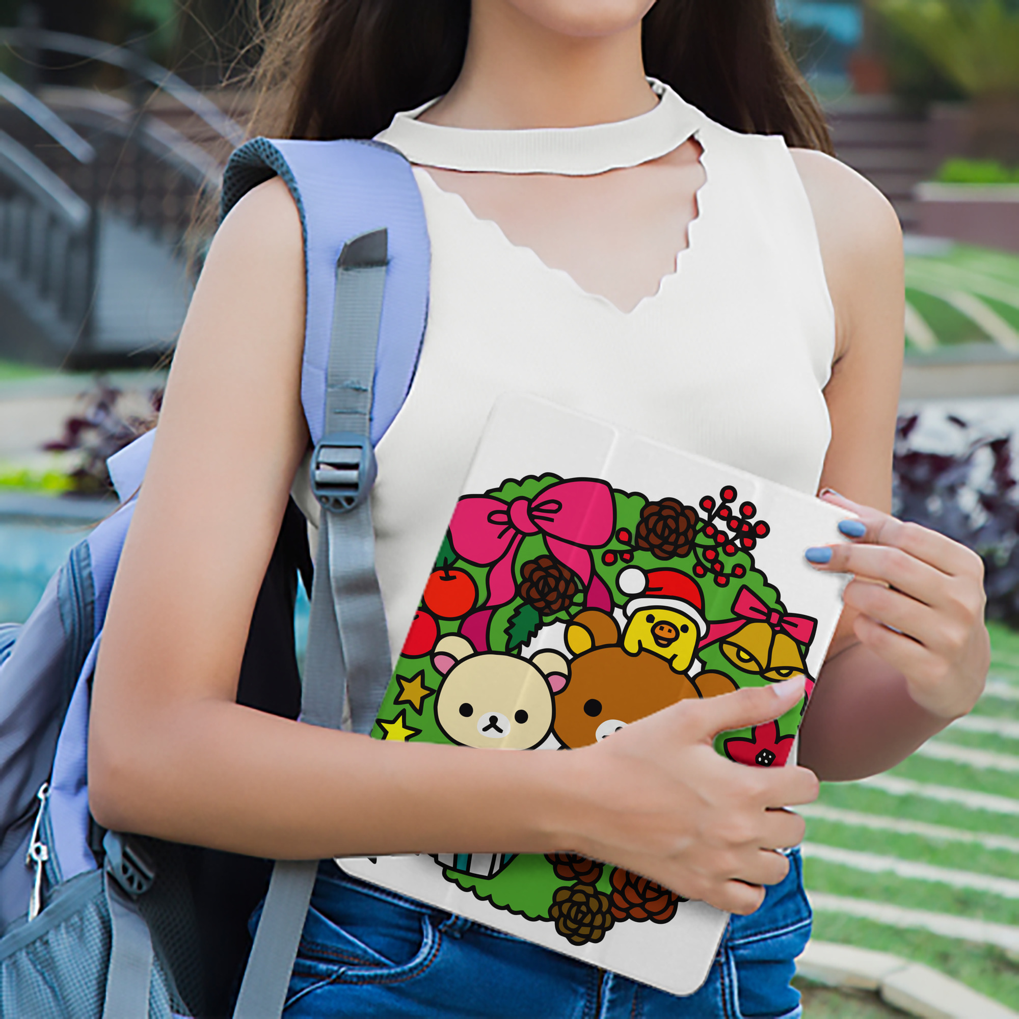 リラックマ リラックマ キイロイトリ Rilakkuma Korilakkuma Kiiroitori IPad ケース ペン収納付き 三つ折りスタンド PUレザー×シリコン 対応機種9.5/10.5/10.9インチ