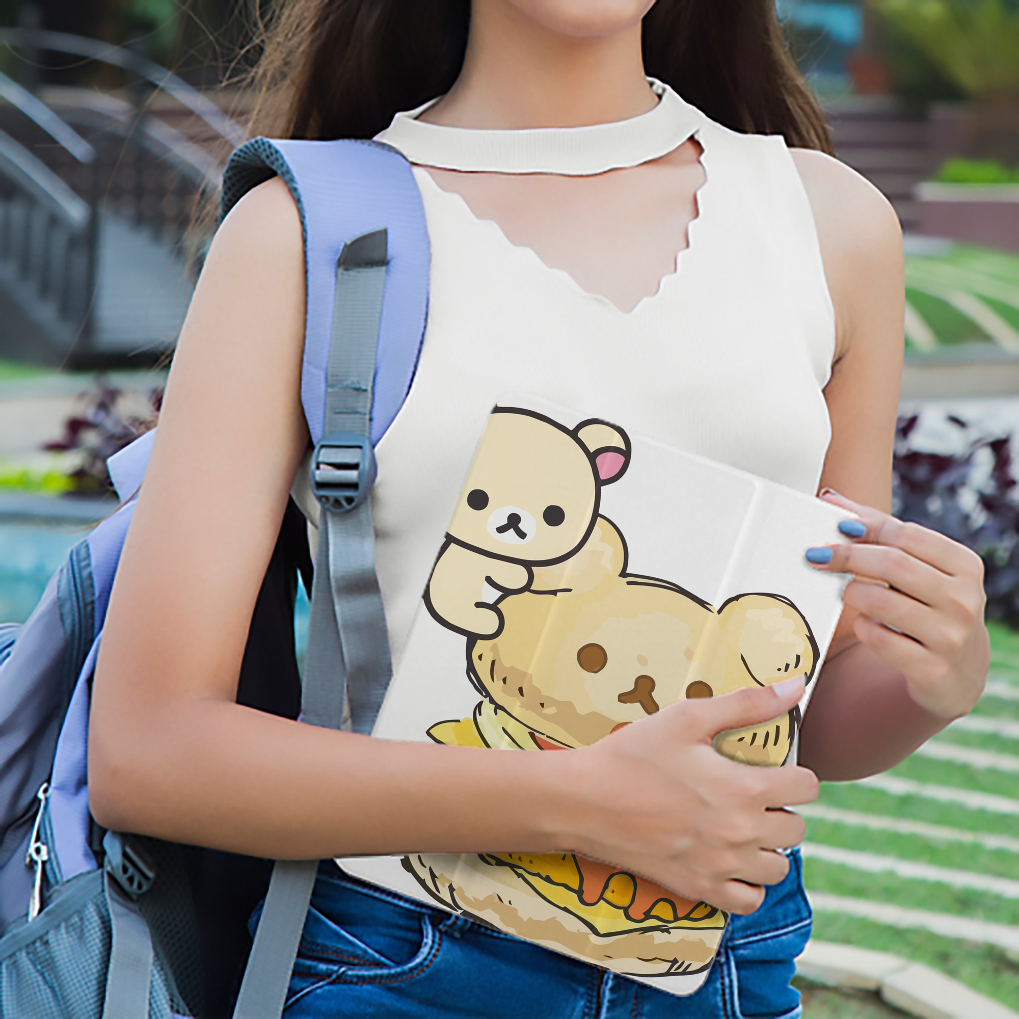 リラックマ リラックマ キイロイトリ Rilakkuma Korilakkuma Kiiroitori IPad ケース ペン収納付き 三つ折りスタンド PUレザー×シリコン 対応機種9.5/10.5/10.9インチ