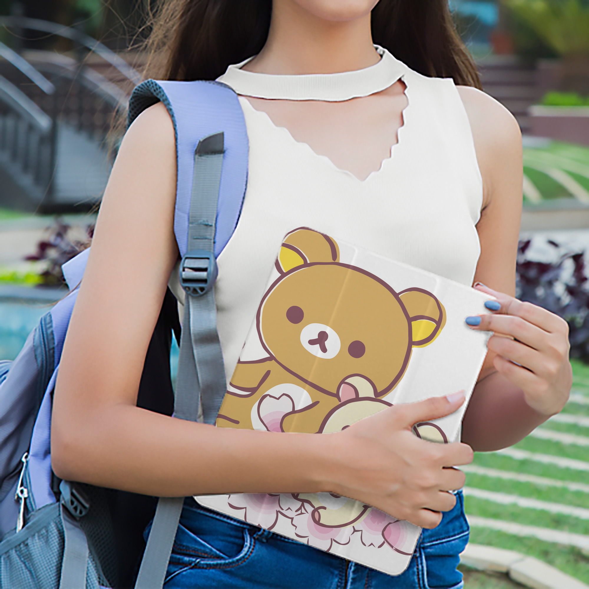 リラックマ リラックマ キイロイトリ Rilakkuma Korilakkuma Kiiroitori IPad ケース ペン収納付き 三つ折りスタンド PUレザー×シリコン 対応機種9.5/10.5/10.9インチ