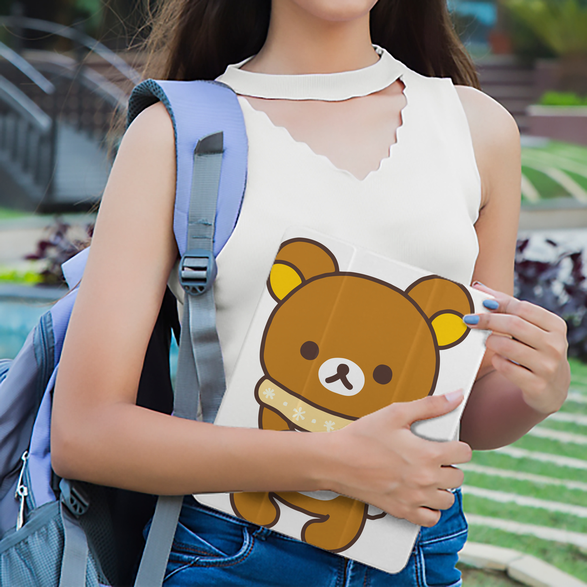 リラックマ リラックマ キイロイトリ Rilakkuma Korilakkuma Kiiroitori IPad ケース ペン収納付き 三つ折りスタンド PUレザー×シリコン 対応機種9.5/10.5/10.9インチ