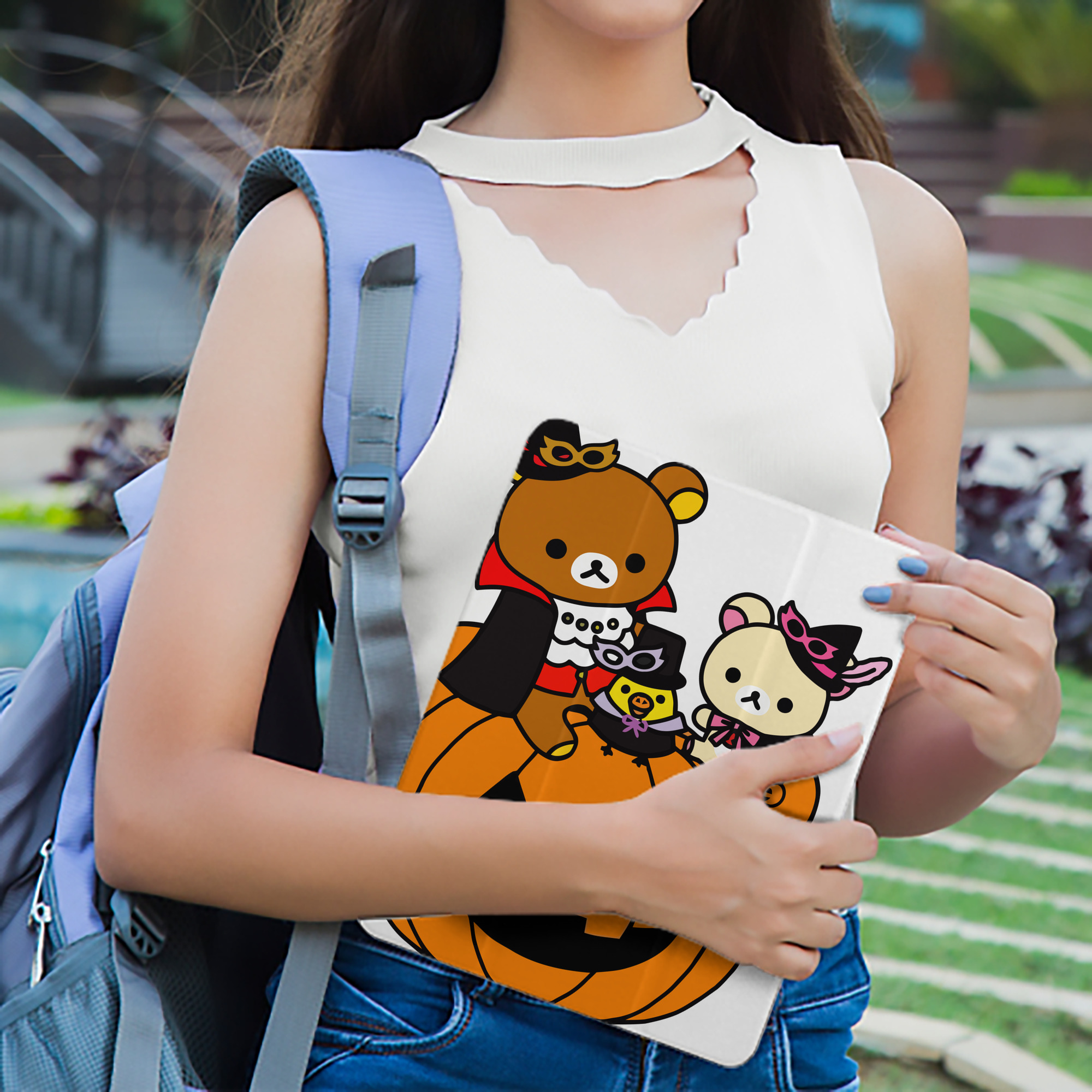 リラックマ リラックマ キイロイトリ Rilakkuma Korilakkuma Kiiroitori IPad ケース ペン収納付き 三つ折りスタンド PUレザー×シリコン 対応機種9.5/10.5/10.9インチ