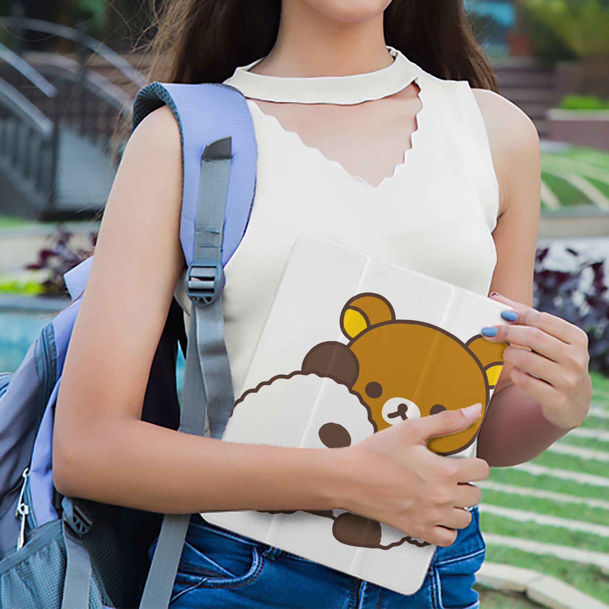 リラックマ リラックマ キイロイトリ Rilakkuma Korilakkuma Kiiroitori IPad ケース ペン収納付き 三つ折りスタンド PUレザー×シリコン 対応機種9.5/10.5/10.9インチ