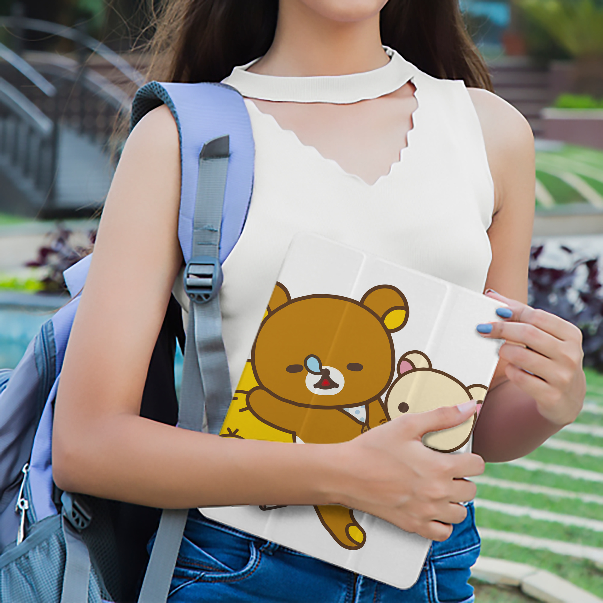 リラックマ リラックマ キイロイトリ Rilakkuma Korilakkuma Kiiroitori IPad ケース ペン収納付き 三つ折りスタンド PUレザー×シリコン 対応機種9.5/10.5/10.9インチ