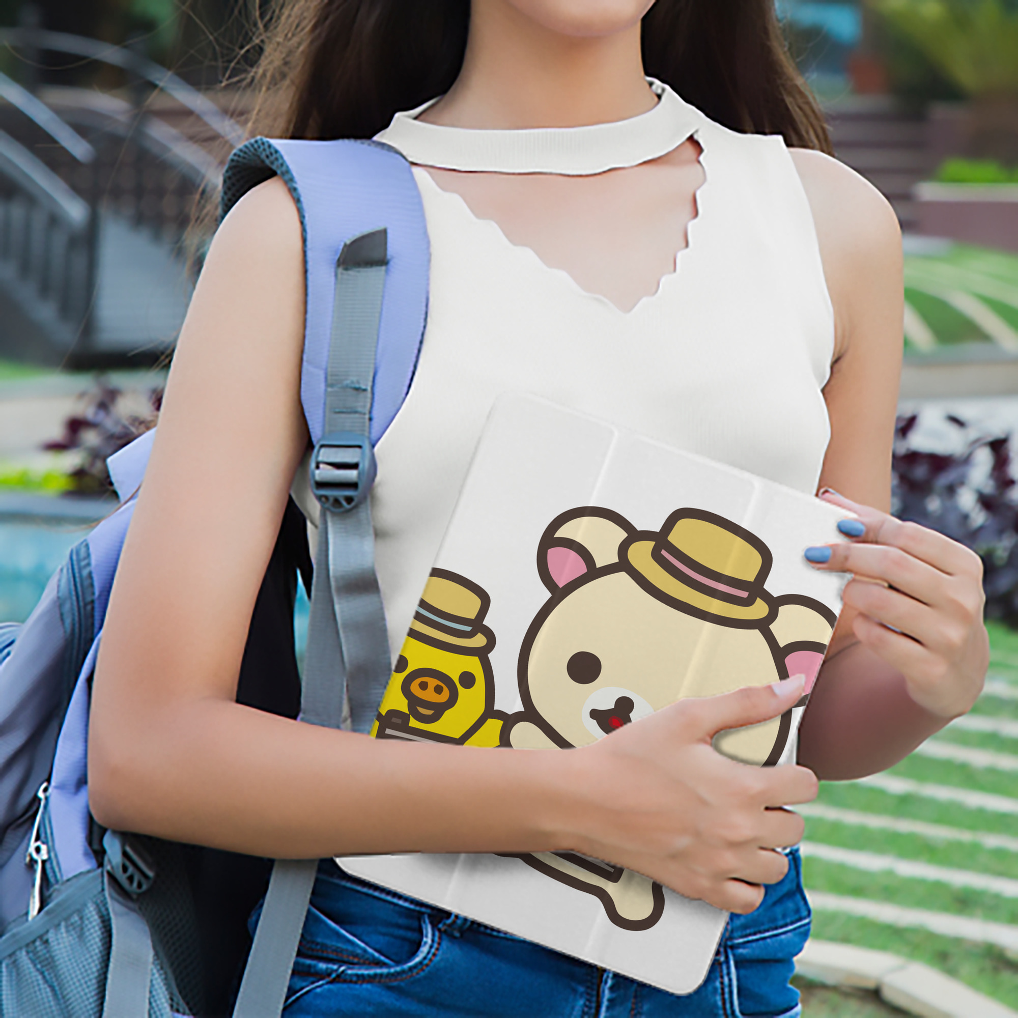 リラックマ リラックマ キイロイトリ Rilakkuma Korilakkuma Kiiroitori IPad ケース ペン収納付き 三つ折りスタンド PUレザー×シリコン 対応機種9.5/10.5/10.9インチ