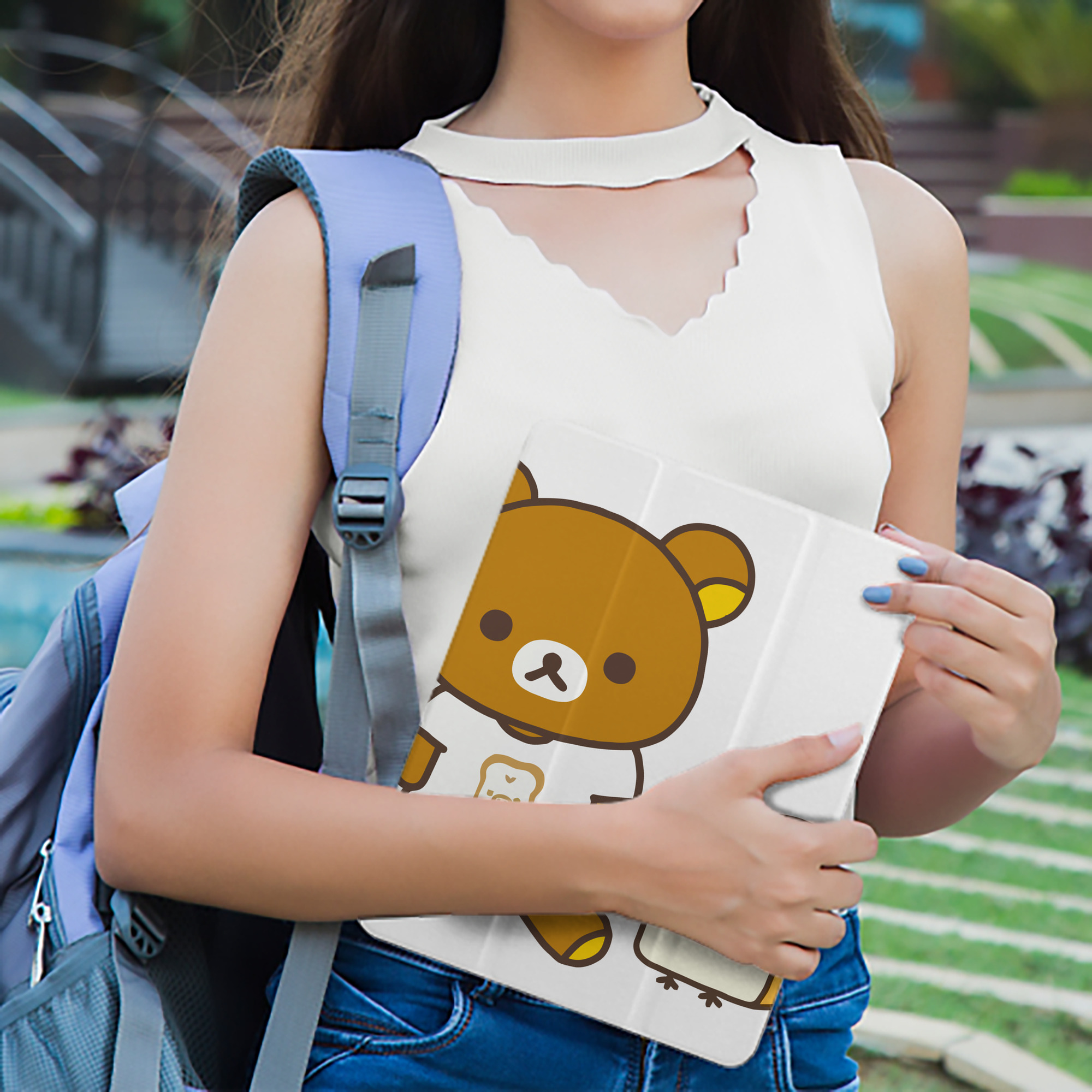 リラックマ リラックマ キイロイトリ Rilakkuma Korilakkuma Kiiroitori IPad ケース ペン収納付き 三つ折りスタンド PUレザー×シリコン 対応機種9.5/10.5/10.9インチ