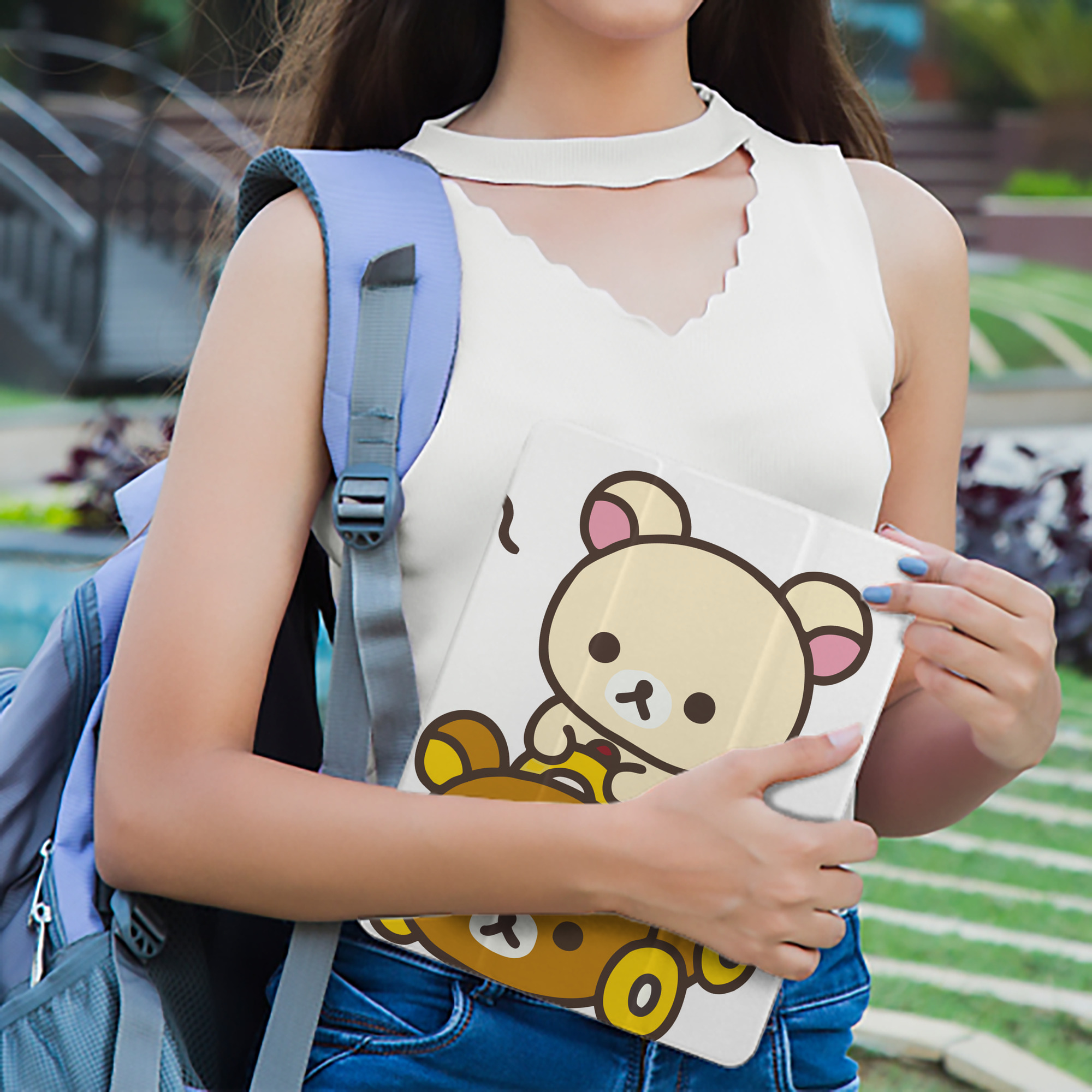 リラックマ リラックマ キイロイトリ Rilakkuma Korilakkuma Kiiroitori IPad ケース ペン収納付き 三つ折りスタンド PUレザー×シリコン 対応機種9.5/10.5/10.9インチ