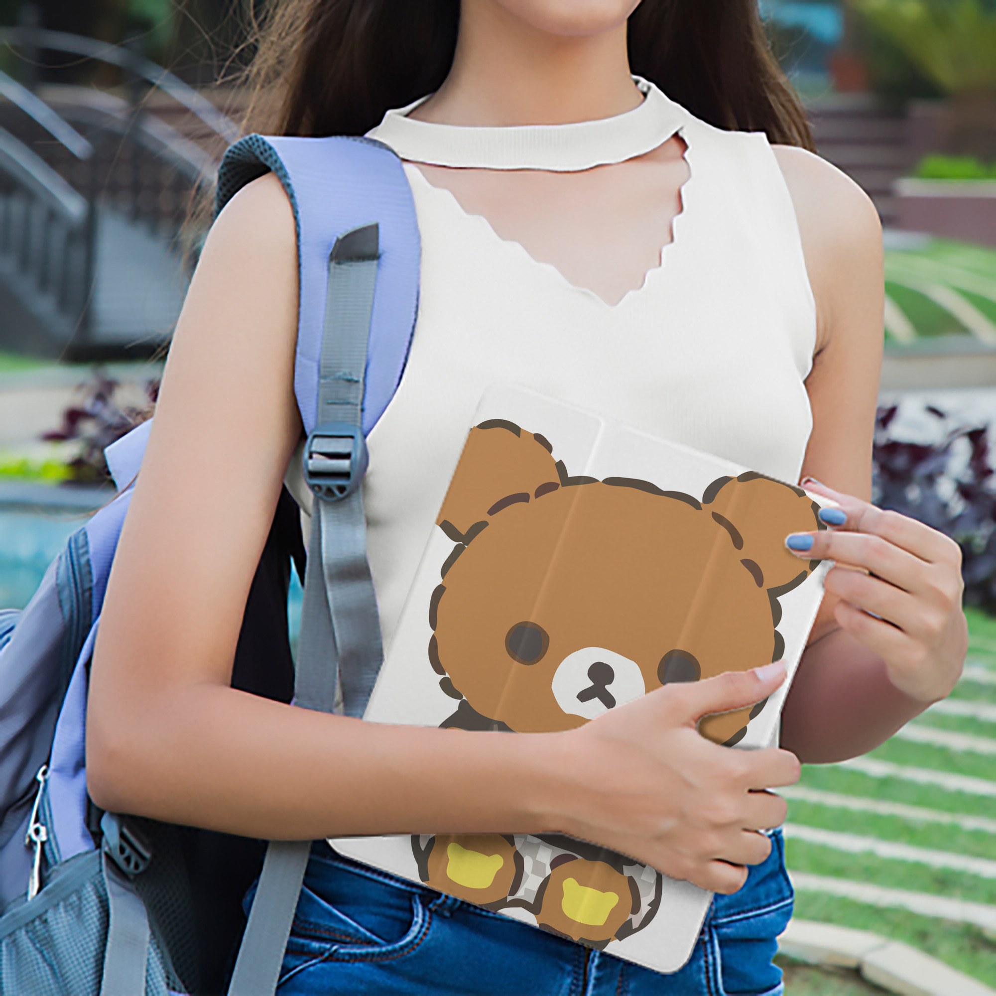 リラックマ リラックマ キイロイトリ Rilakkuma Korilakkuma Kiiroitori IPad ケース ペン収納付き 三つ折りスタンド PUレザー×シリコン 対応機種9.5/10.5/10.9インチ
