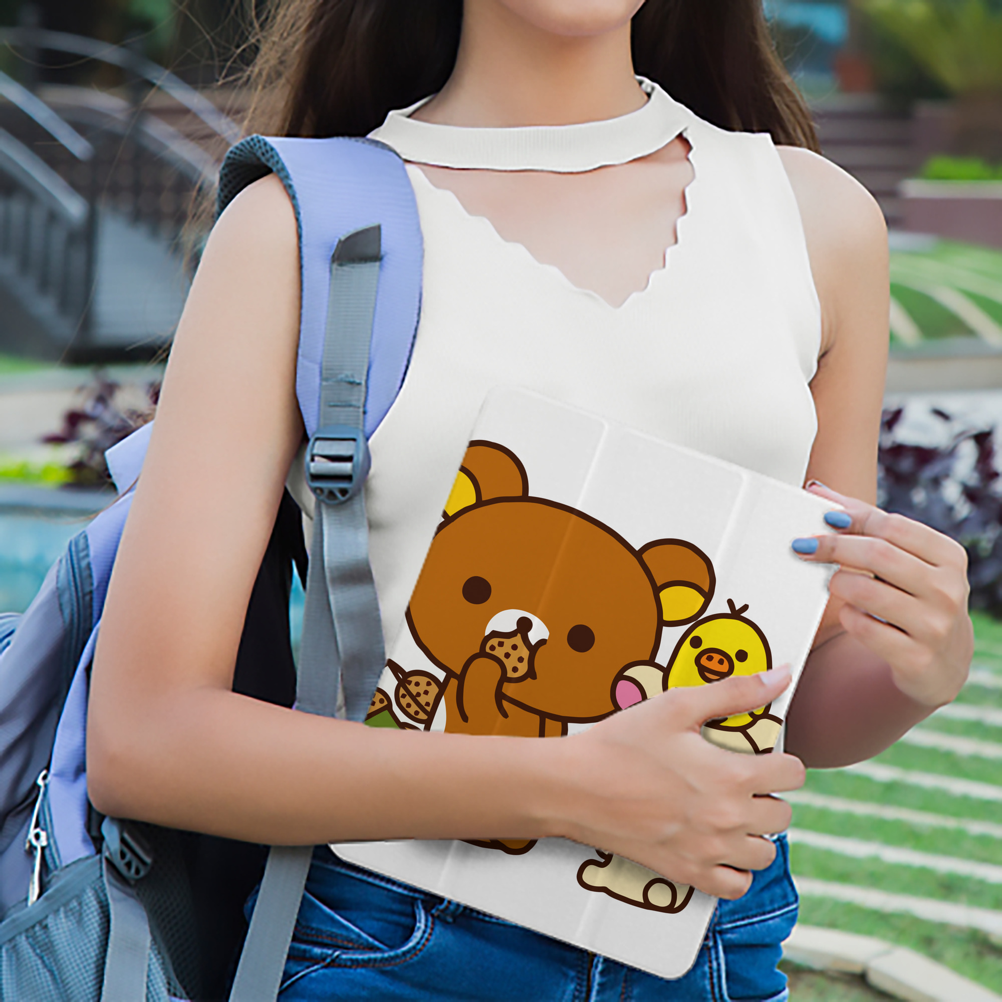 リラックマ リラックマ キイロイトリ Rilakkuma Korilakkuma Kiiroitori IPad ケース ペン収納付き 三つ折りスタンド PUレザー×シリコン 対応機種9.5/10.5/10.9インチ
