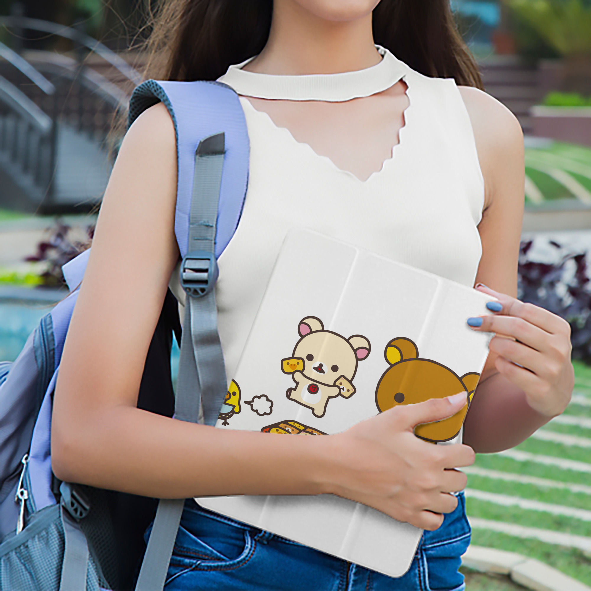 リラックマ リラックマ キイロイトリ Rilakkuma Korilakkuma Kiiroitori IPad ケース ペン収納付き 三つ折りスタンド PUレザー×シリコン 対応機種9.5/10.5/10.9インチ