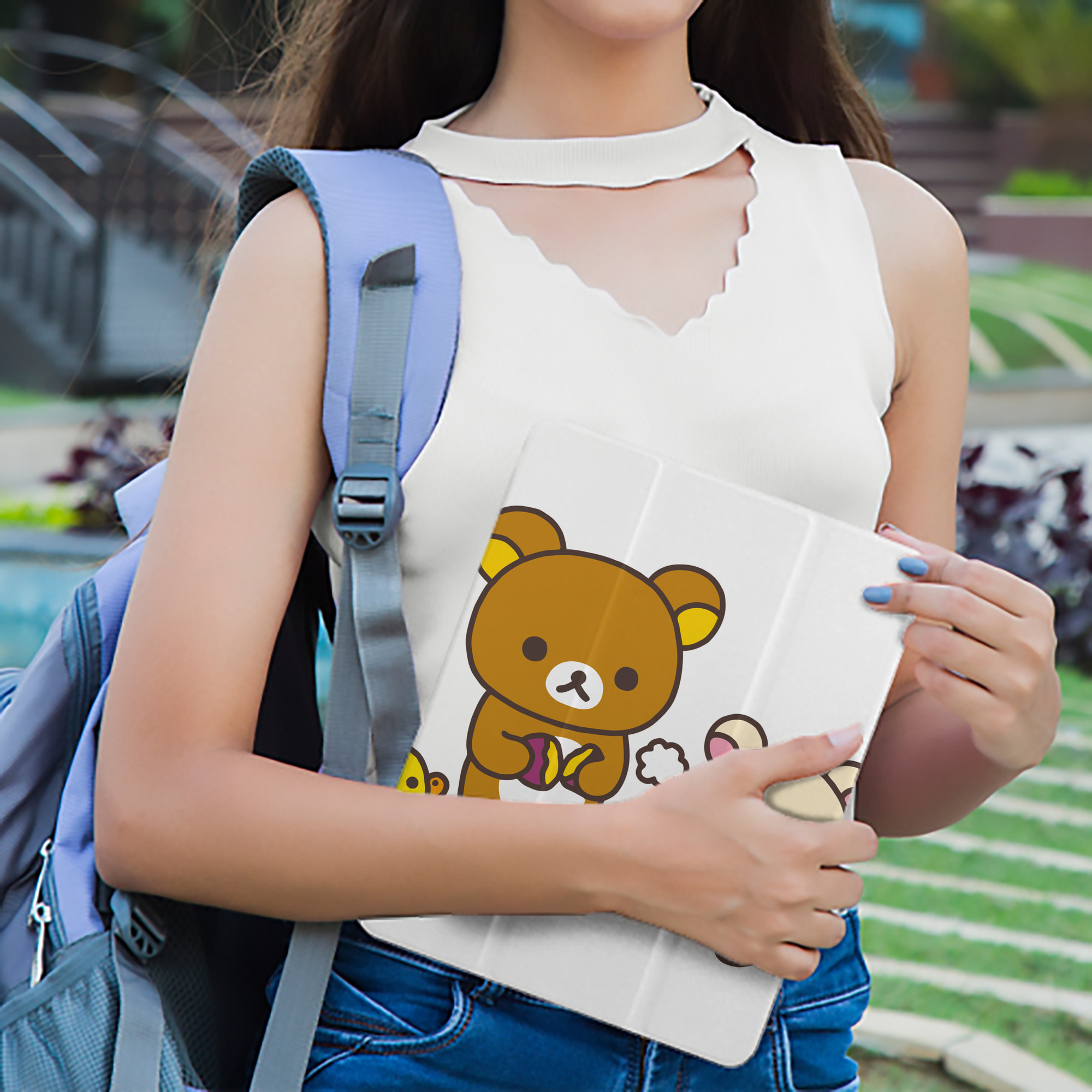 リラックマ リラックマ キイロイトリ Rilakkuma Korilakkuma Kiiroitori IPad ケース ペン収納付き 三つ折りスタンド PUレザー×シリコン 対応機種9.5/10.5/10.9インチ