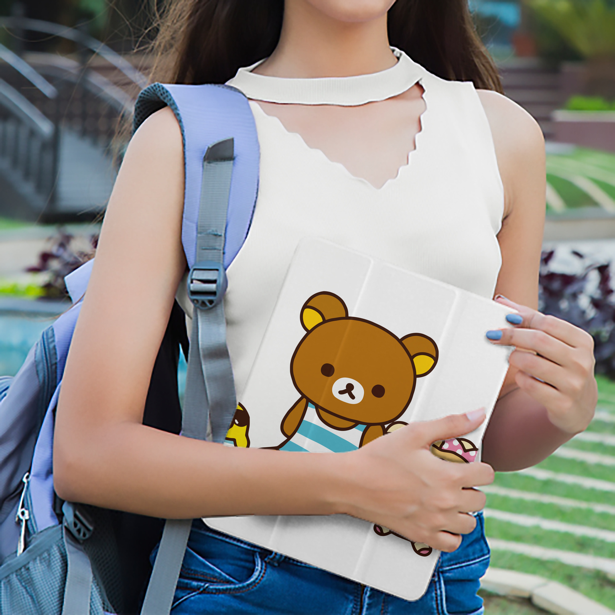 リラックマ リラックマ キイロイトリ Rilakkuma Korilakkuma Kiiroitori IPad ケース ペン収納付き 三つ折りスタンド PUレザー×シリコン 対応機種9.5/10.5/10.9インチ