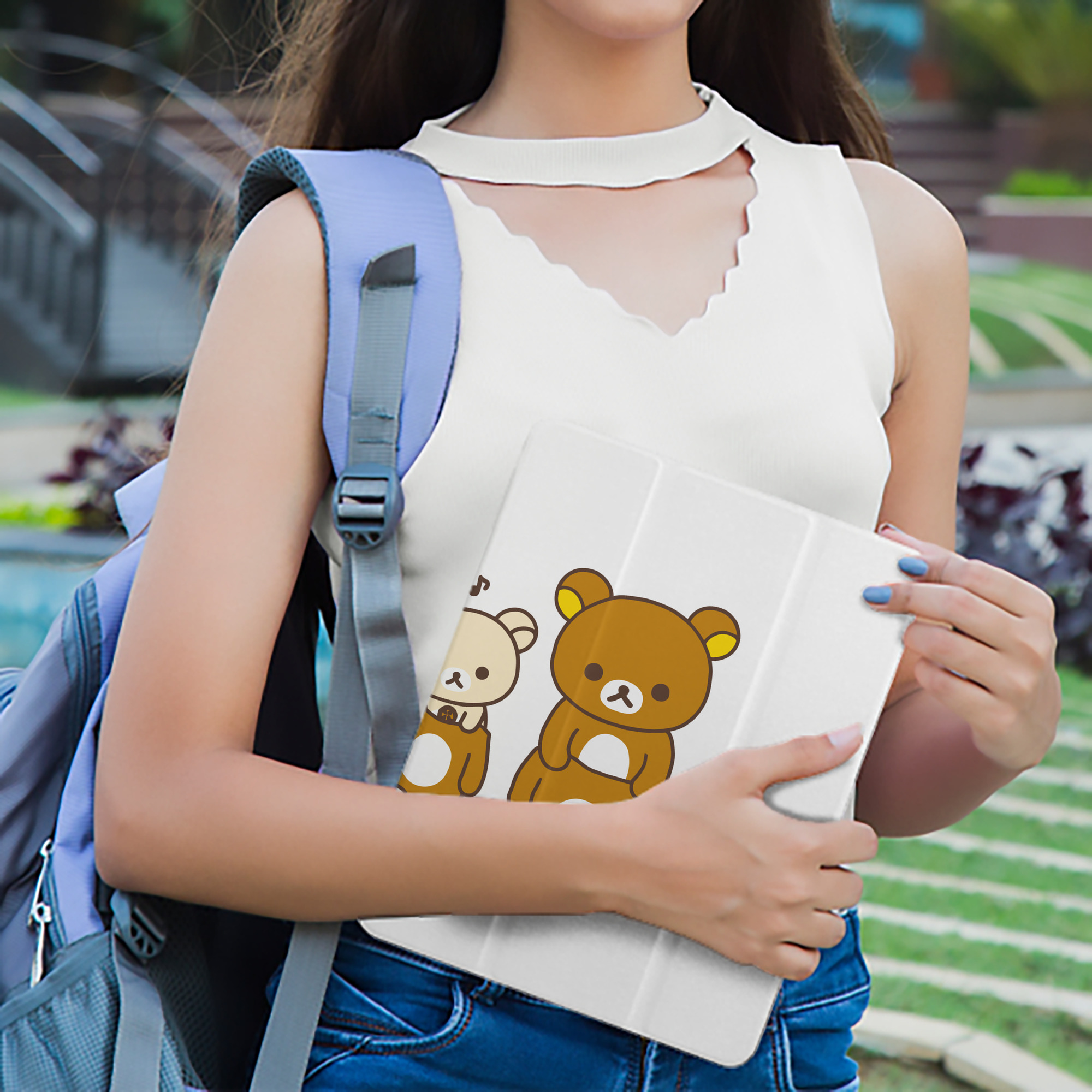 リラックマ リラックマ キイロイトリ Rilakkuma Korilakkuma Kiiroitori IPad ケース ペン収納付き 三つ折りスタンド PUレザー×シリコン 対応機種9.5/10.5/10.9インチ