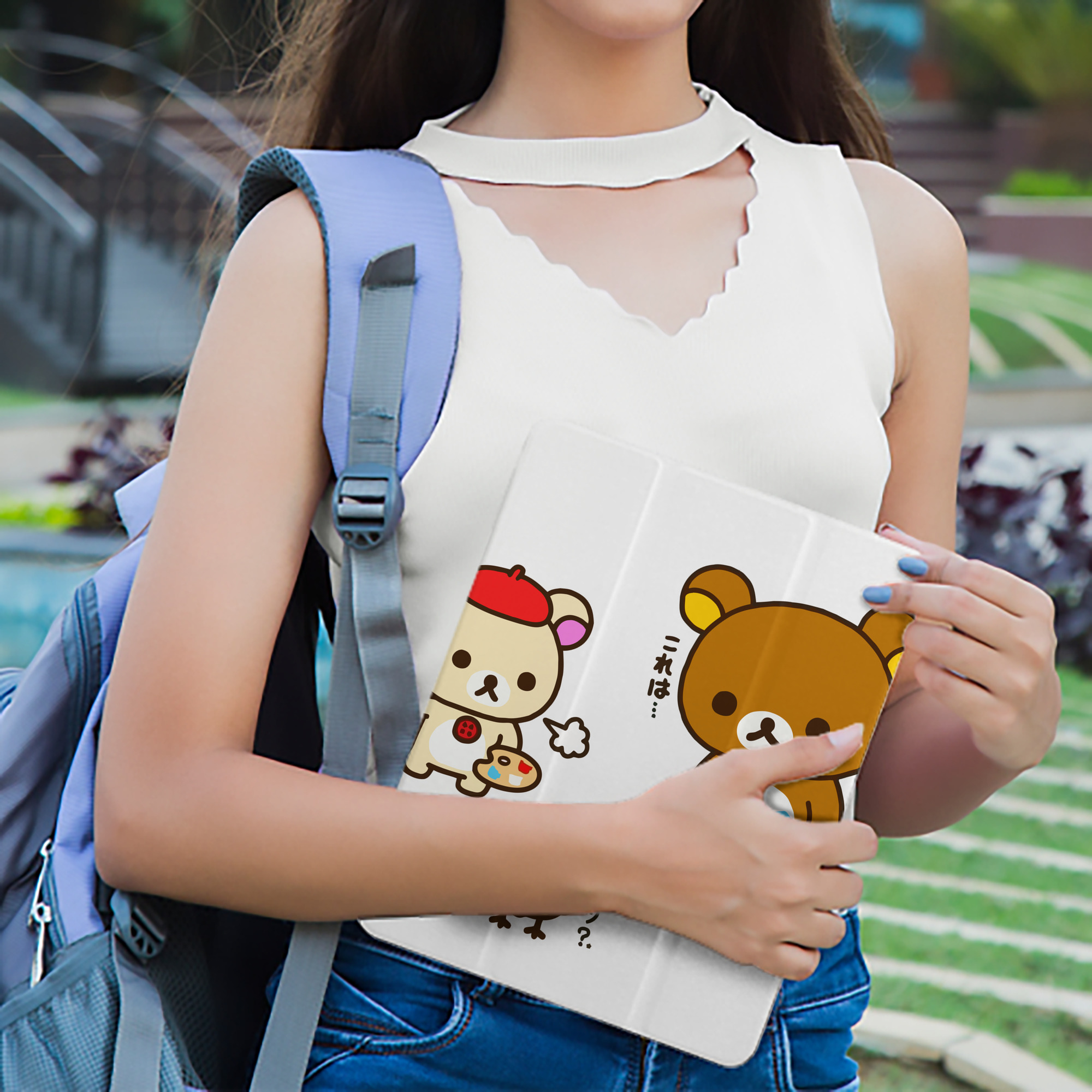リラックマ リラックマ キイロイトリ Rilakkuma Korilakkuma Kiiroitori IPad ケース ペン収納付き 三つ折りスタンド PUレザー×シリコン 対応機種9.5/10.5/10.9インチ