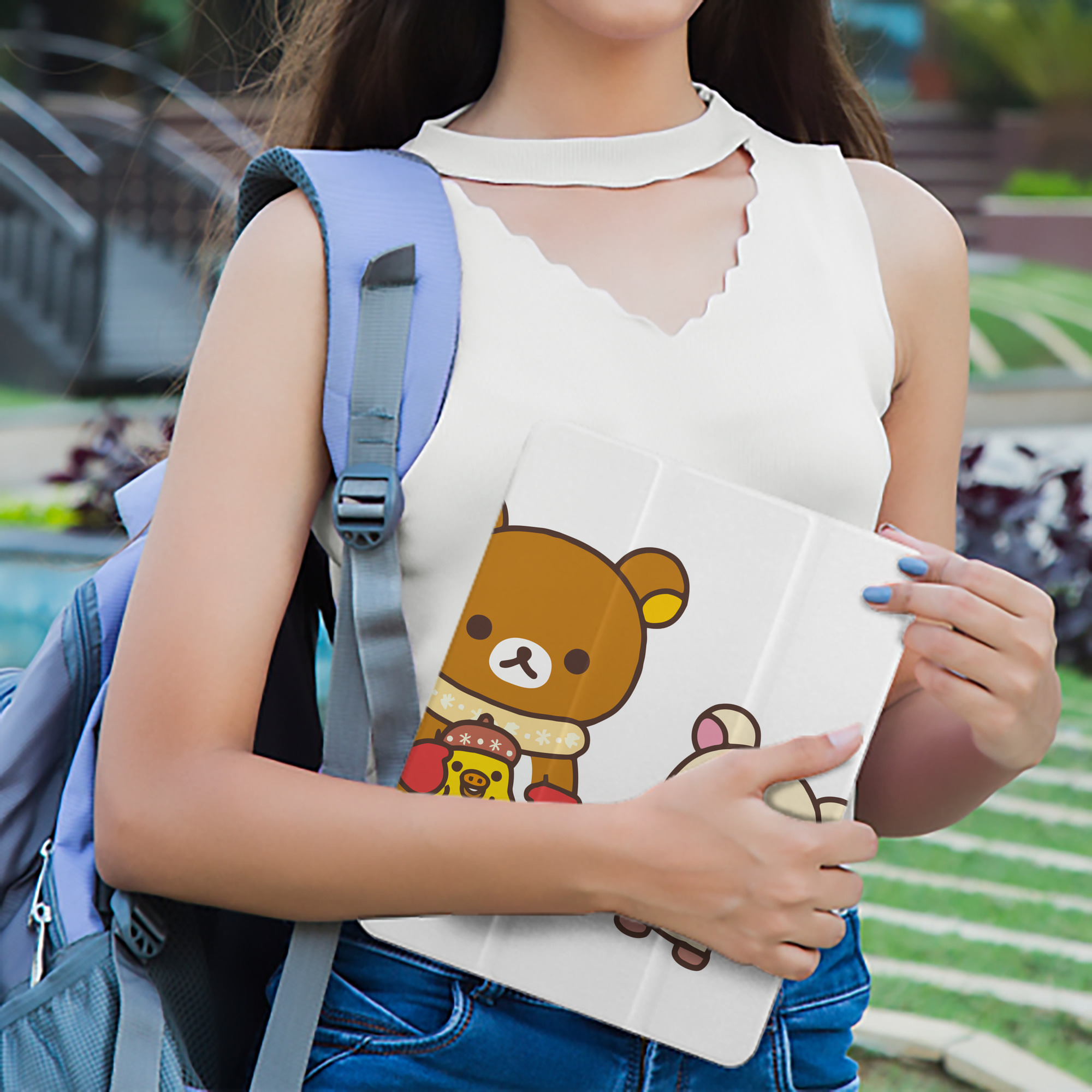 リラックマ リラックマ キイロイトリ Rilakkuma Korilakkuma Kiiroitori IPad ケース ペン収納付き 三つ折りスタンド PUレザー×シリコン 対応機種9.5/10.5/10.9インチ
