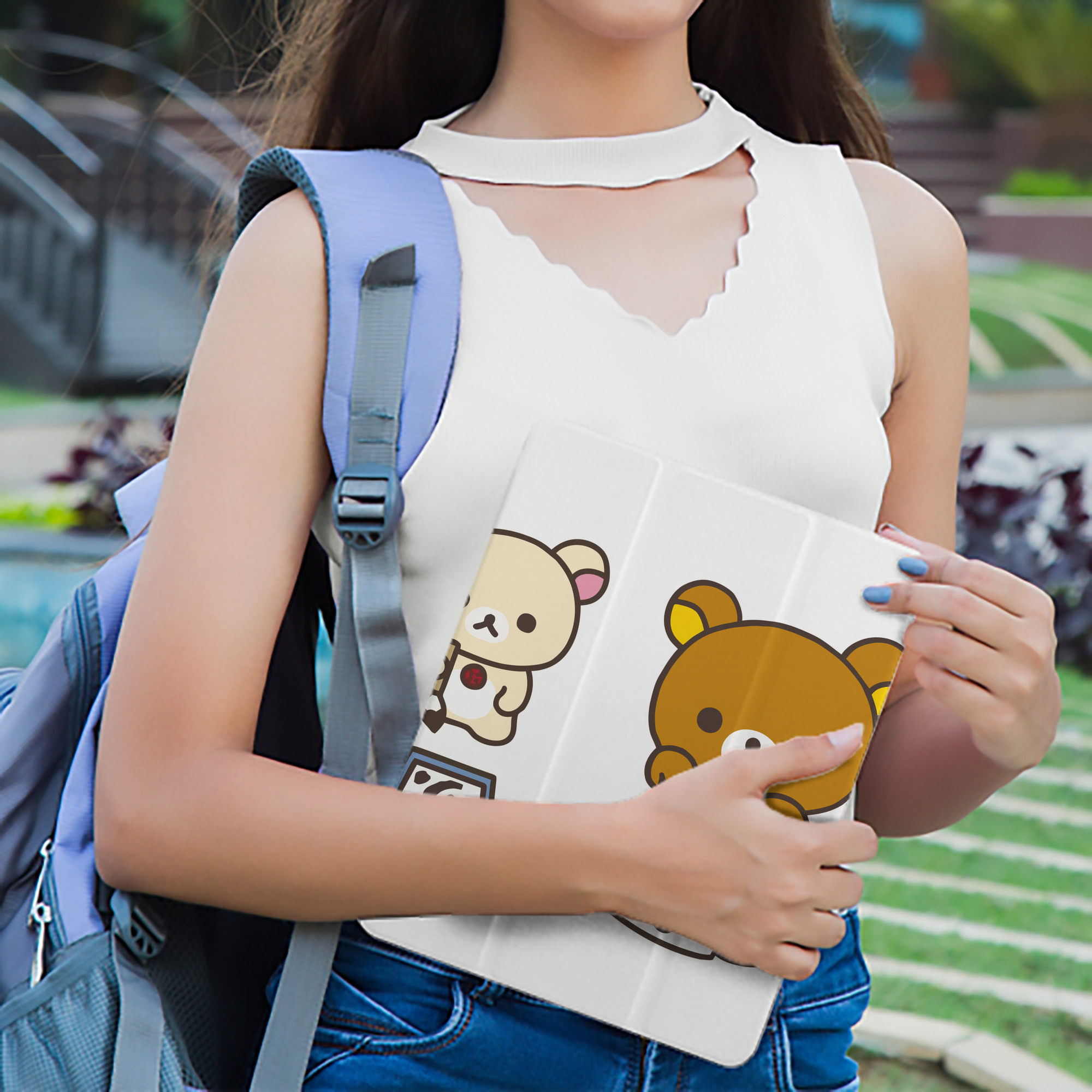 リラックマ リラックマ キイロイトリ Rilakkuma Korilakkuma Kiiroitori IPad ケース ペン収納付き 三つ折りスタンド PUレザー×シリコン 対応機種9.5/10.5/10.9インチ