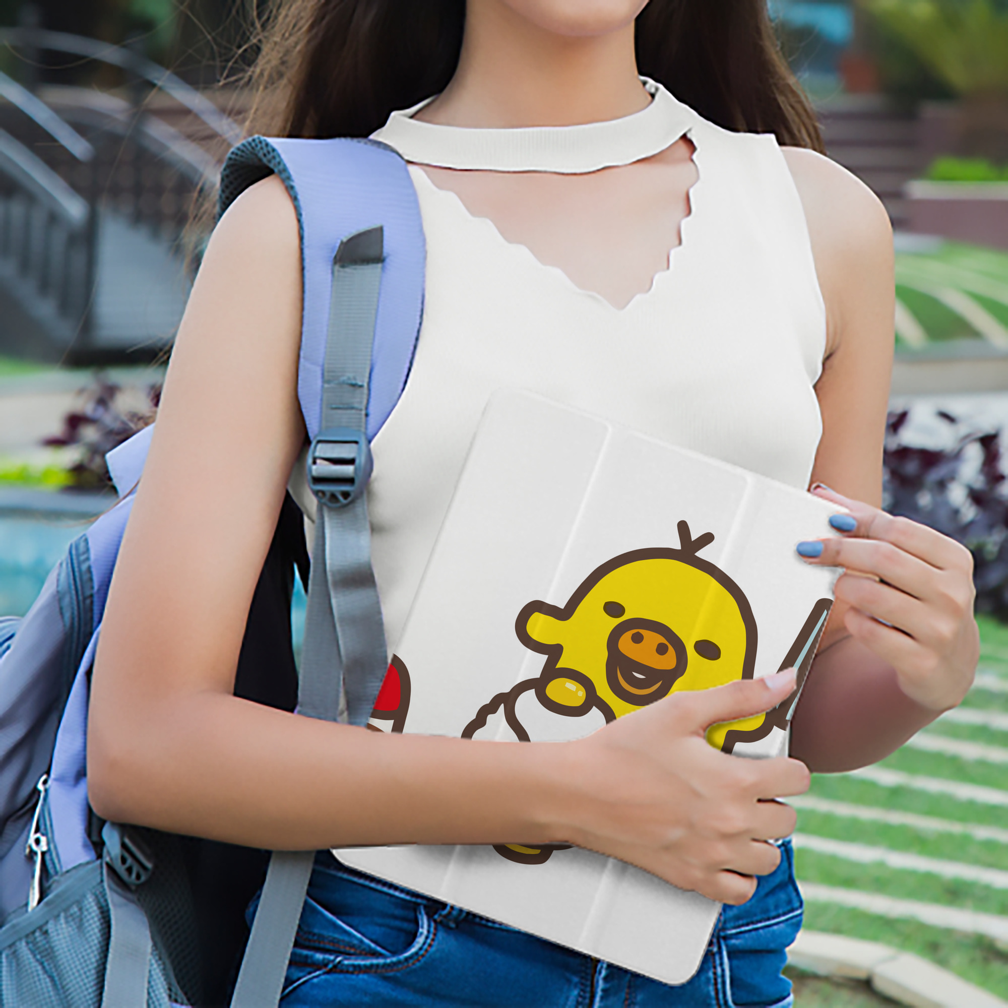 リラックマ リラックマ キイロイトリ Rilakkuma Korilakkuma Kiiroitori IPad ケース ペン収納付き 三つ折りスタンド PUレザー×シリコン 対応機種9.5/10.5/10.9インチ