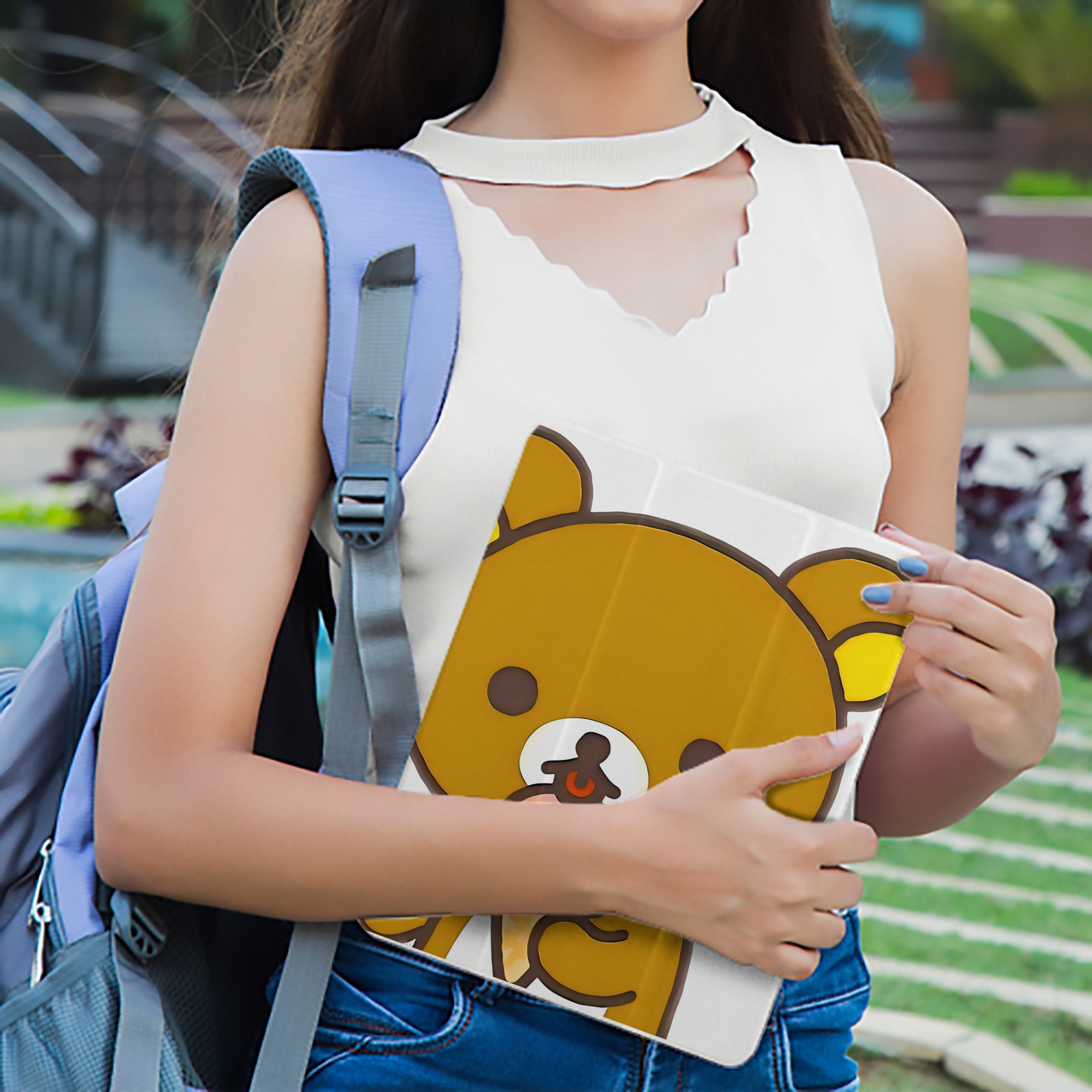 リラックマ リラックマ キイロイトリ Rilakkuma Korilakkuma Kiiroitori IPad ケース ペン収納付き 三つ折りスタンド PUレザー×シリコン 対応機種9.5/10.5/10.9インチ