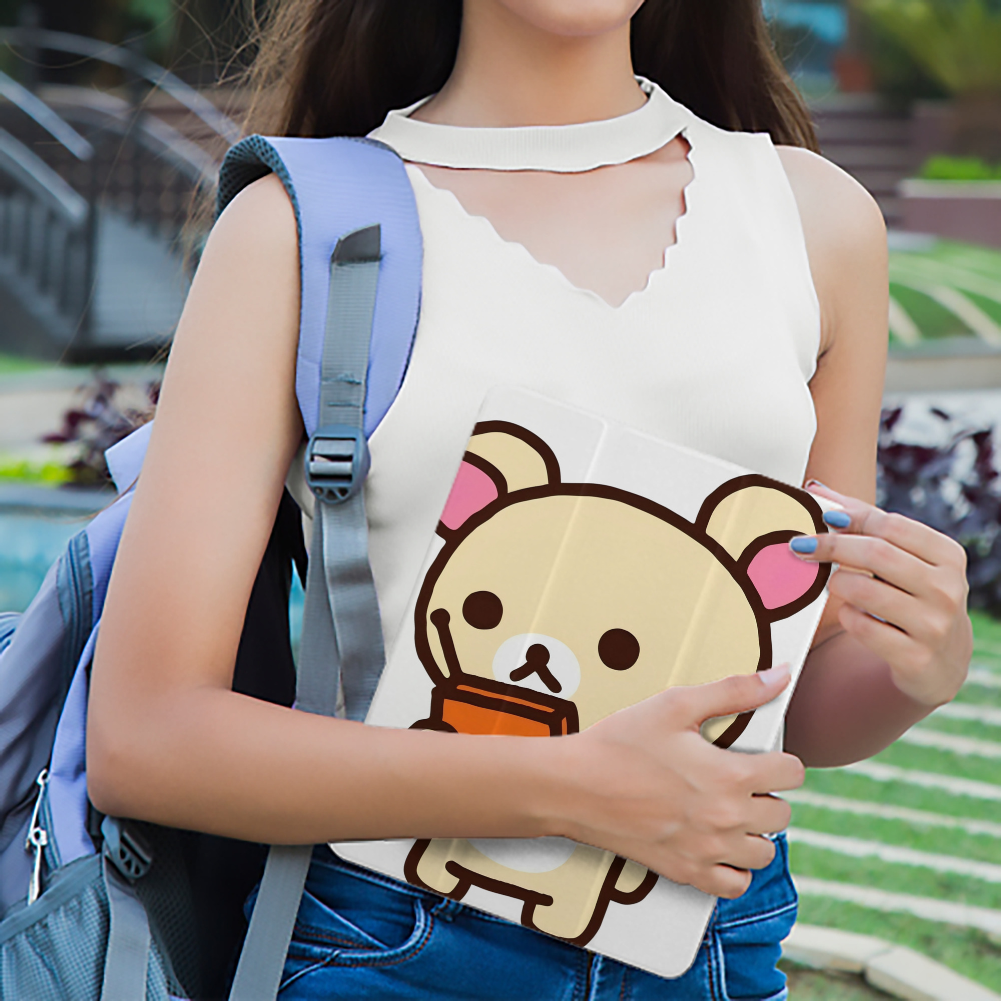 リラックマ リラックマ キイロイトリ Rilakkuma Korilakkuma Kiiroitori IPad ケース ペン収納付き 三つ折りスタンド PUレザー×シリコン 対応機種9.5/10.5/10.9インチ