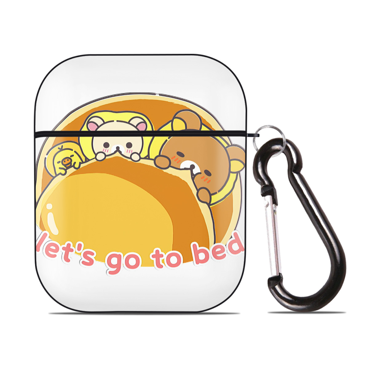 （画像用） リラックマ リラックマ キイロイトリ Rilakkuma Korilakkuma Kiiroitori AirPods 第2世代保護ケース ハードシェル ブラック 耐衝撃・防指紋・カラビナ付き