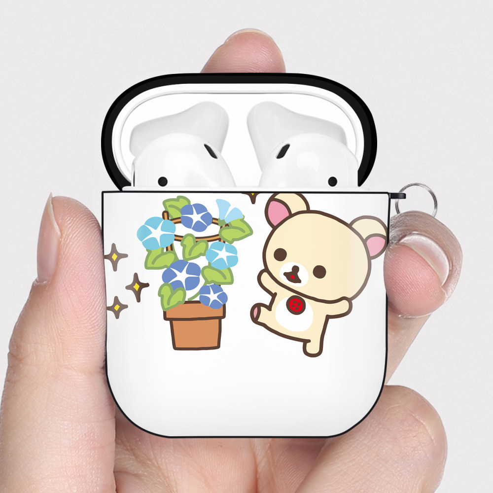 （画像用） リラックマ リラックマ キイロイトリ Rilakkuma Korilakkuma Kiiroitori AirPods 第2世代保護ケース ハードシェル ブラック 耐衝撃・防指紋・カラビナ付き