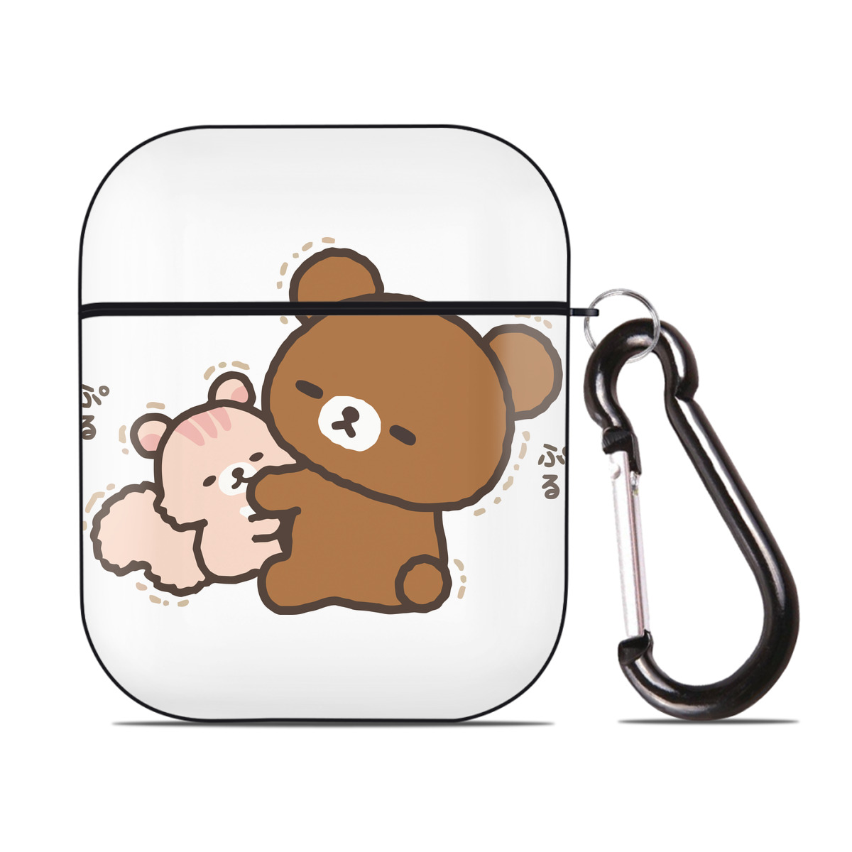 （画像用） リラックマ リラックマ キイロイトリ Rilakkuma Korilakkuma Kiiroitori AirPods 第2世代保護ケース ハードシェル ブラック 耐衝撃・防指紋・カラビナ付き