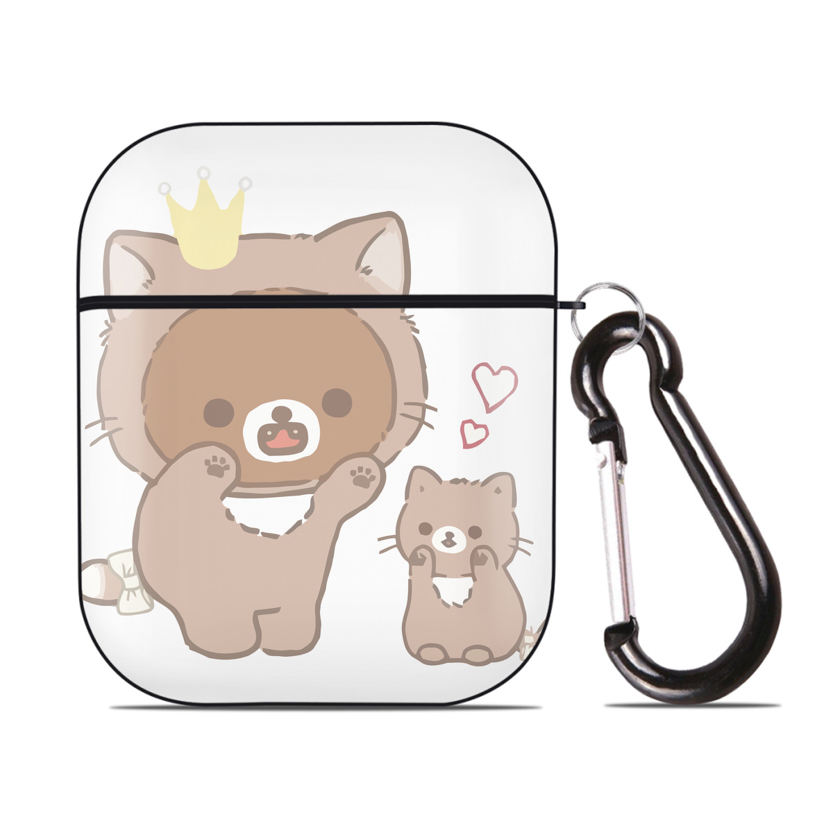 （画像用） リラックマ リラックマ キイロイトリ Rilakkuma Korilakkuma Kiiroitori AirPods 第2世代保護ケース ハードシェル ブラック 耐衝撃・防指紋・カラビナ付き