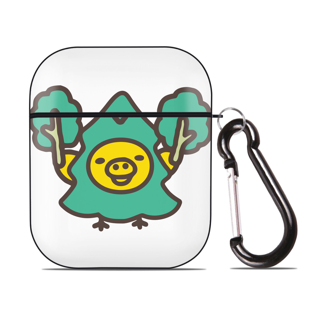 （画像用） リラックマ リラックマ キイロイトリ Rilakkuma Korilakkuma Kiiroitori AirPods 第2世代保護ケース ハードシェル ブラック 耐衝撃・防指紋・カラビナ付き