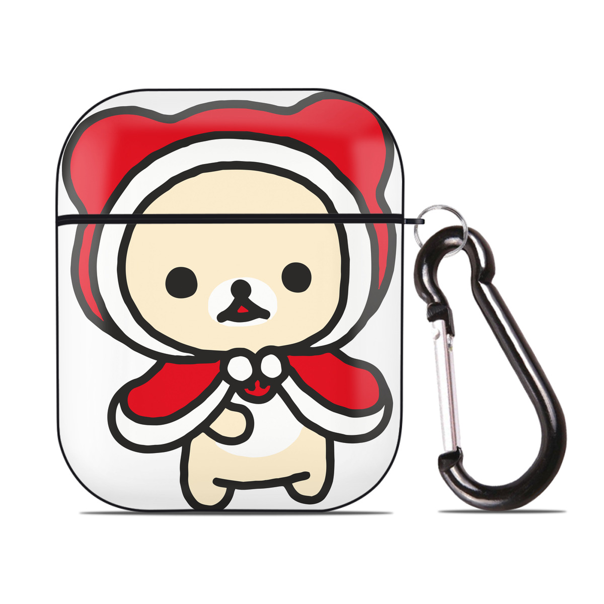 （画像用） リラックマ リラックマ キイロイトリ Rilakkuma Korilakkuma Kiiroitori AirPods 第2世代保護ケース ハードシェル ブラック 耐衝撃・防指紋・カラビナ付き