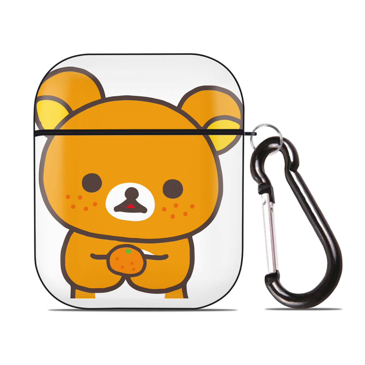 （画像用） リラックマ リラックマ キイロイトリ Rilakkuma Korilakkuma Kiiroitori AirPods 第2世代保護ケース ハードシェル ブラック 耐衝撃・防指紋・カラビナ付き