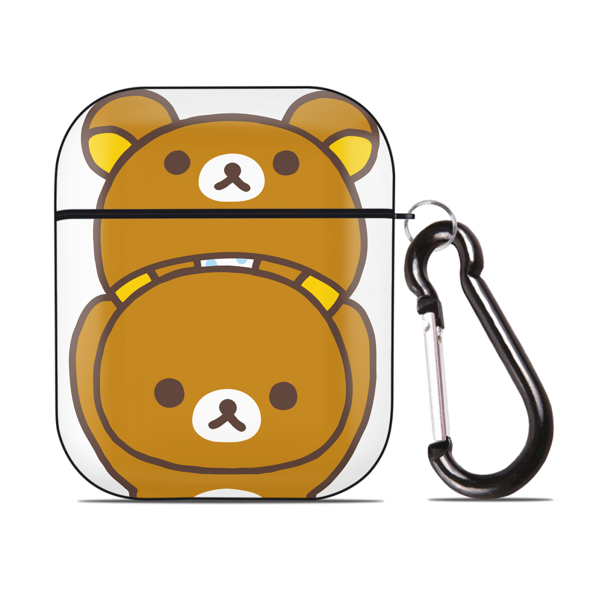 （画像用） リラックマ リラックマ キイロイトリ Rilakkuma Korilakkuma Kiiroitori AirPods 第2世代保護ケース ハードシェル ブラック 耐衝撃・防指紋・カラビナ付き