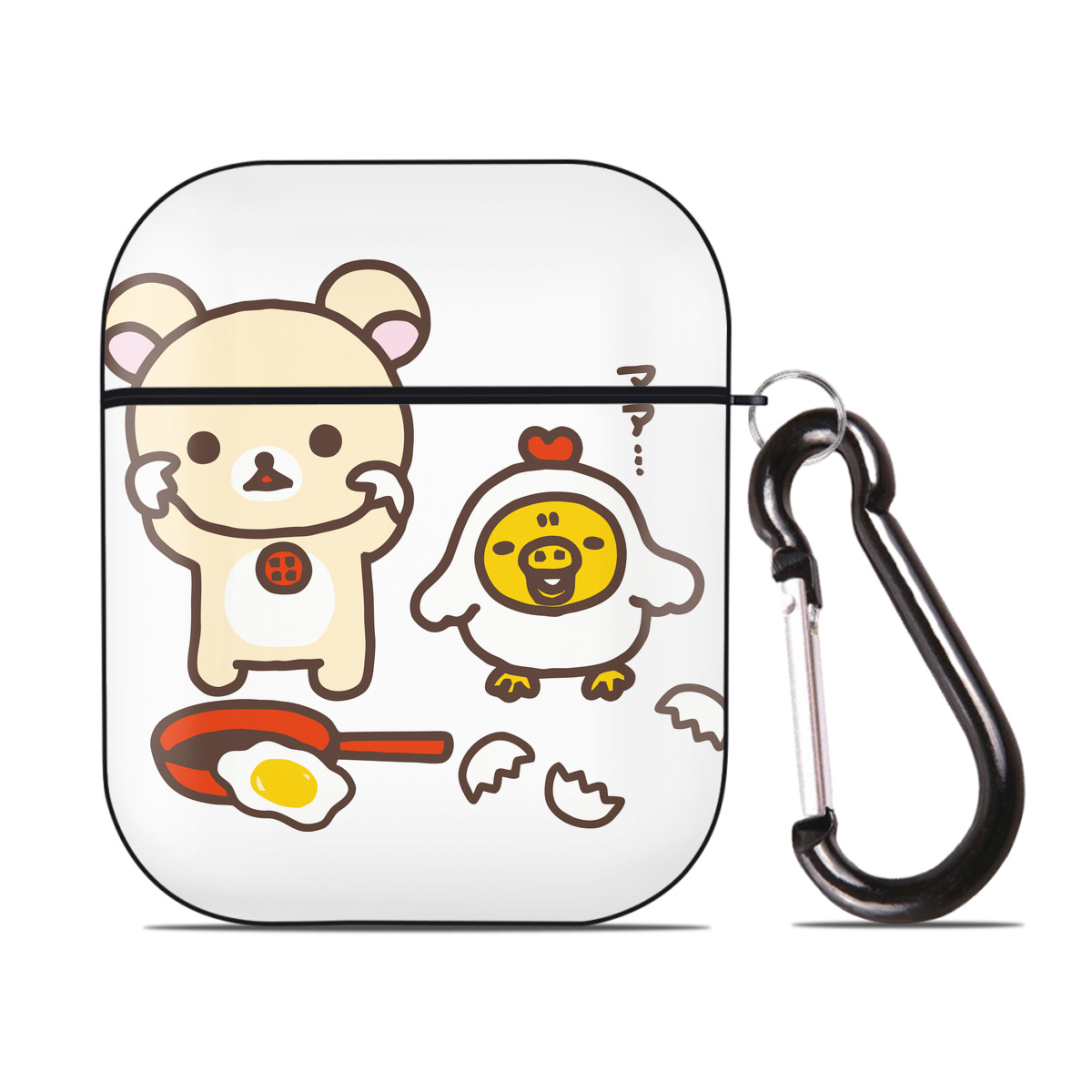 （画像用） リラックマ リラックマ キイロイトリ Rilakkuma Korilakkuma Kiiroitori AirPods 第2世代保護ケース ハードシェル ブラック 耐衝撃・防指紋・カラビナ付き