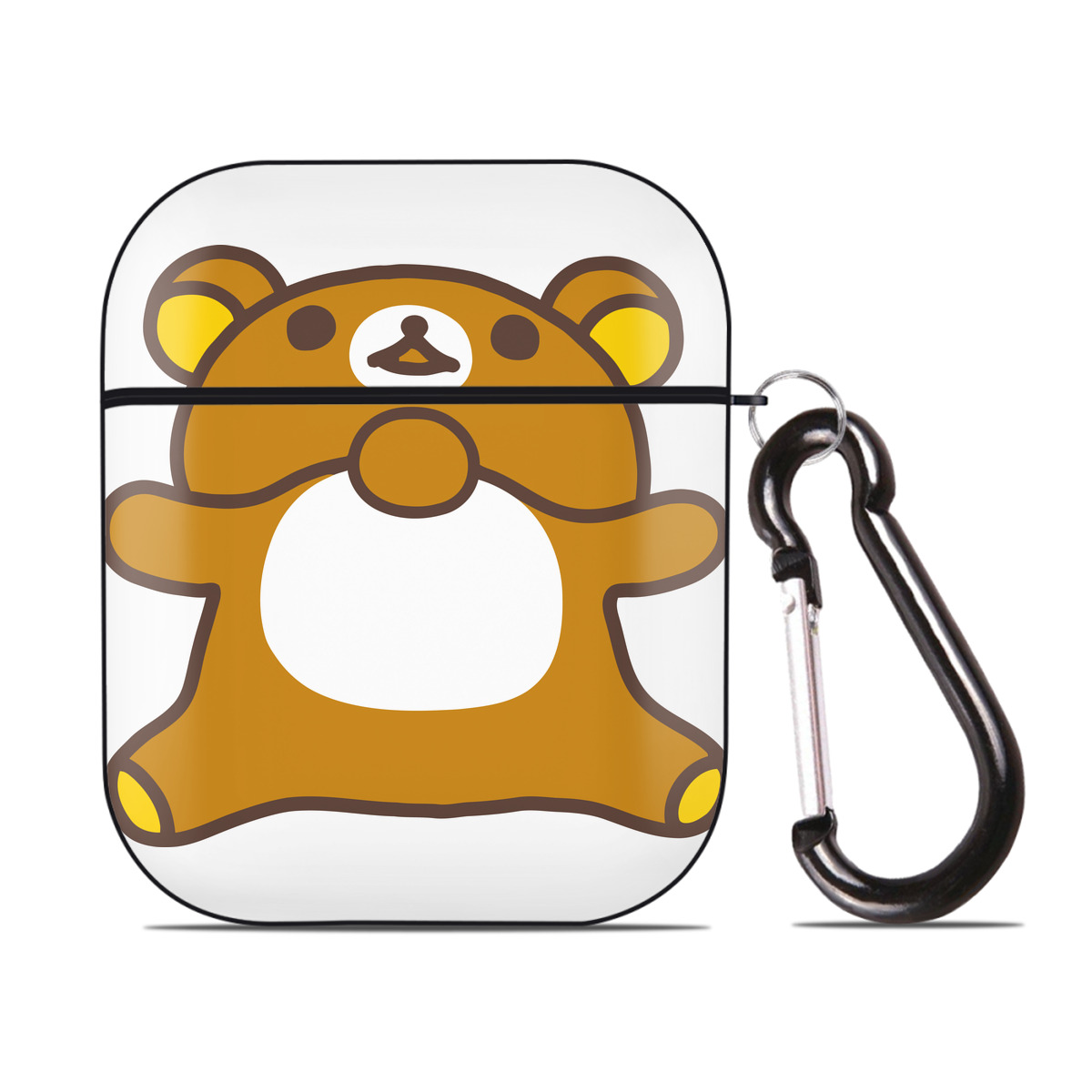 （画像用） リラックマ リラックマ キイロイトリ Rilakkuma Korilakkuma Kiiroitori AirPods 第2世代保護ケース ハードシェル ブラック 耐衝撃・防指紋・カラビナ付き
