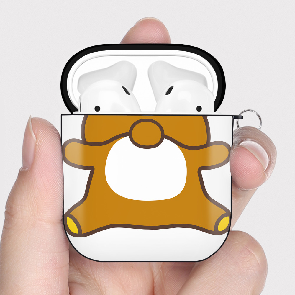 （画像用） リラックマ リラックマ キイロイトリ Rilakkuma Korilakkuma Kiiroitori AirPods 第2世代保護ケース ハードシェル ブラック 耐衝撃・防指紋・カラビナ付き