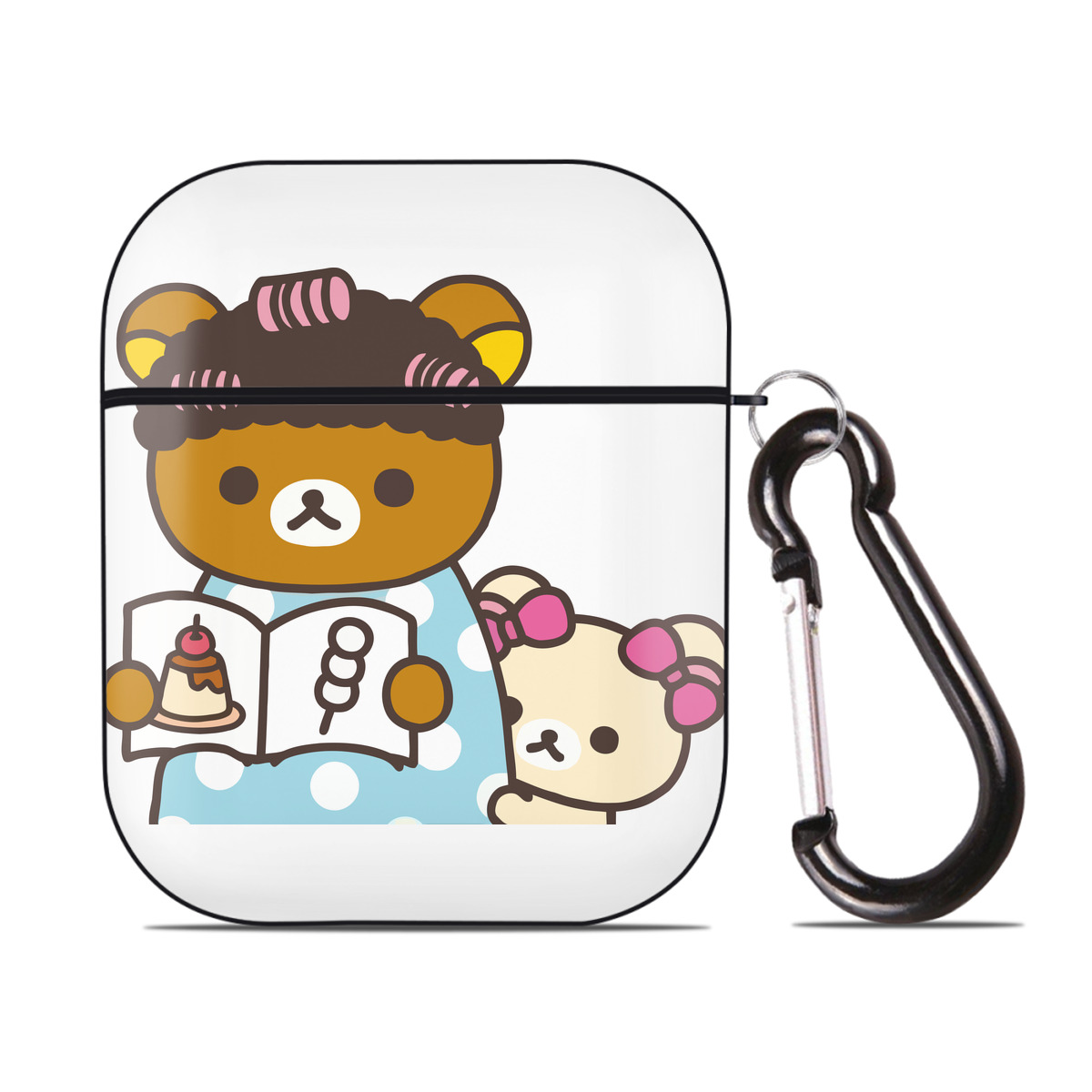 （画像用） リラックマ リラックマ キイロイトリ Rilakkuma Korilakkuma Kiiroitori AirPods 第2世代保護ケース ハードシェル ブラック 耐衝撃・防指紋・カラビナ付き