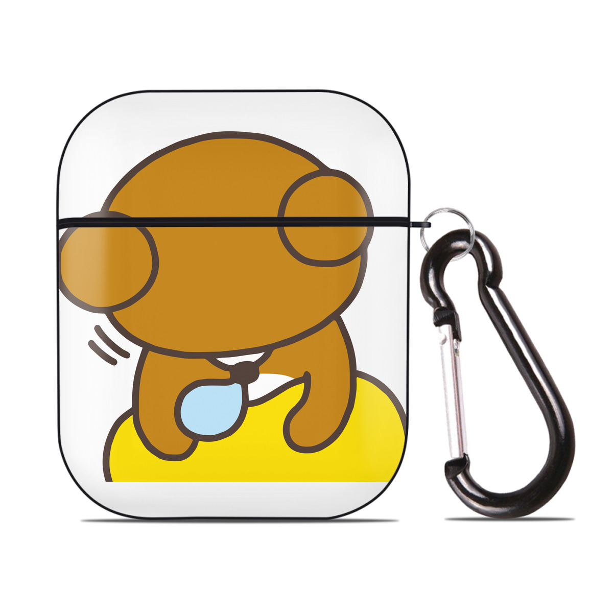 （画像用） リラックマ リラックマ キイロイトリ Rilakkuma Korilakkuma Kiiroitori AirPods 第2世代保護ケース ハードシェル ブラック 耐衝撃・防指紋・カラビナ付き