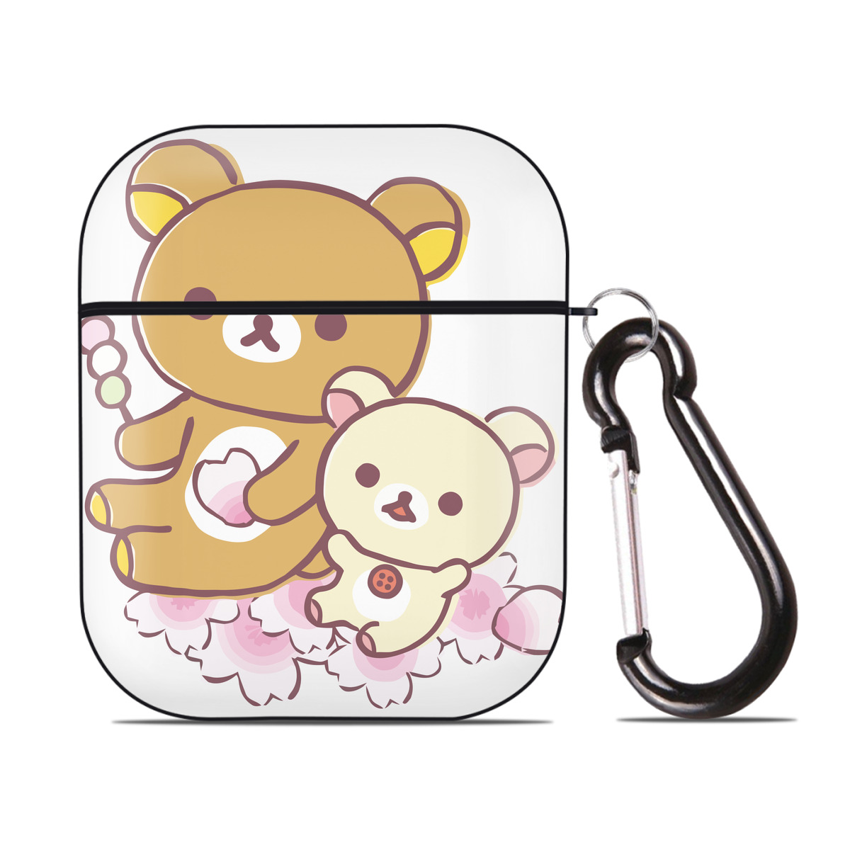 （画像用） リラックマ リラックマ キイロイトリ Rilakkuma Korilakkuma Kiiroitori AirPods 第2世代保護ケース ハードシェル ブラック 耐衝撃・防指紋・カラビナ付き