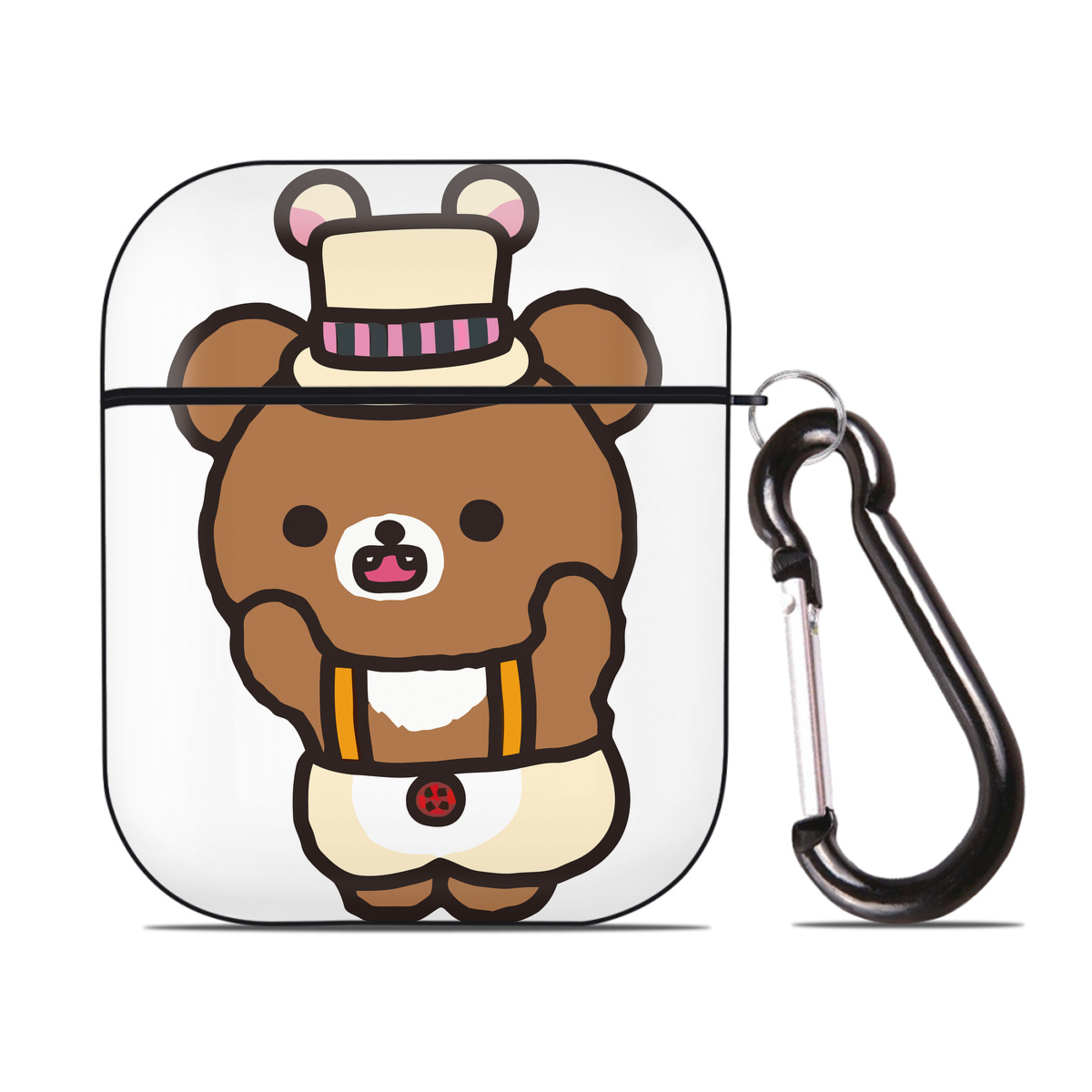 （画像用） リラックマ リラックマ キイロイトリ Rilakkuma Korilakkuma Kiiroitori AirPods 第2世代保護ケース ハードシェル ブラック 耐衝撃・防指紋・カラビナ付き